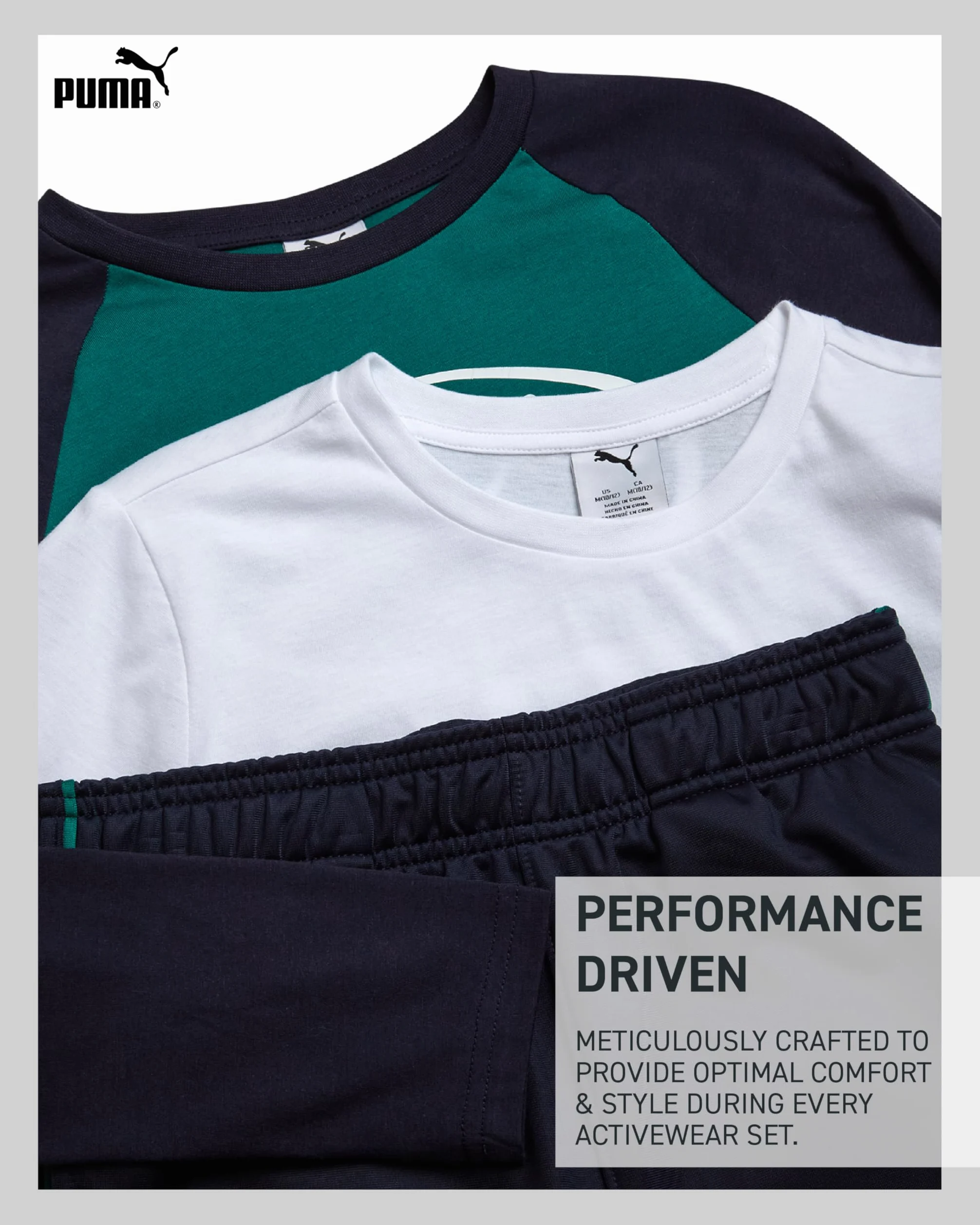 PUMA Ensemble de pantalons de survêtement pour garçons – 3 pièces pull en polaire à manches longues t-shirt et pantalon de jogging pour enfants (8-16)