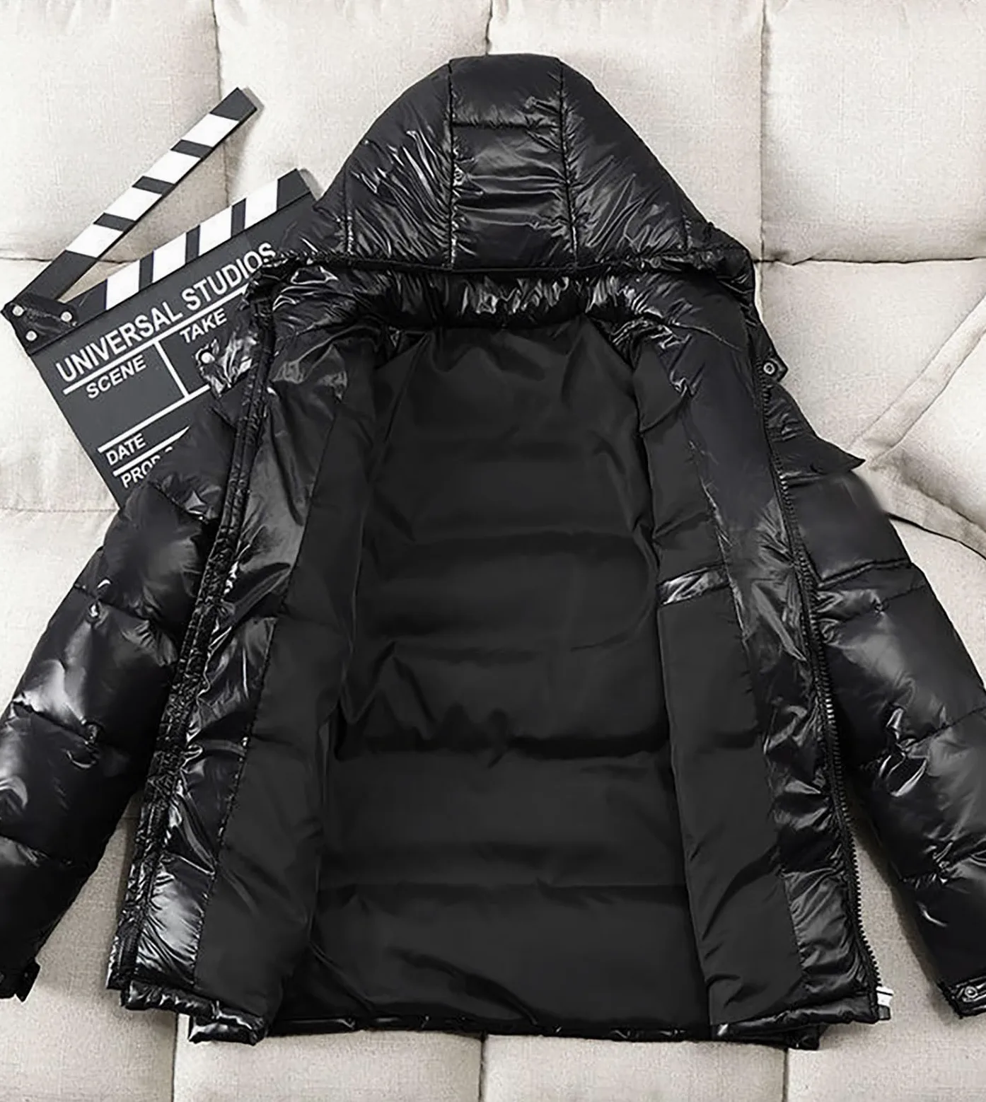 Doudoune matelassée lourde pour homme, veste de sport brillante avec capuche