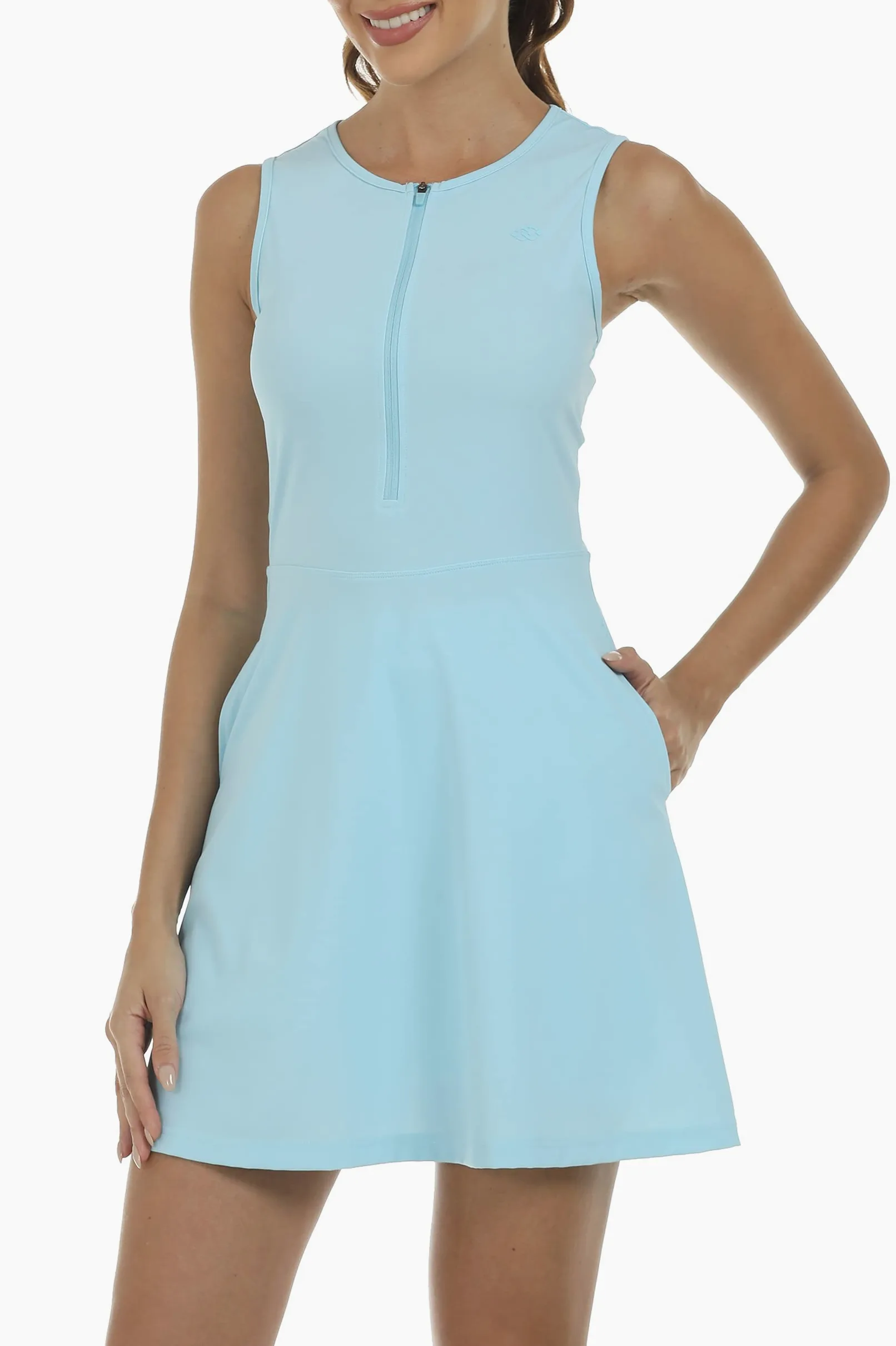 JINSHI Robe de Tennis et de Golf Femmes avec Short Intérieur Robes de Sport Athlétique sans Manches Séchage Rapide avec Poches