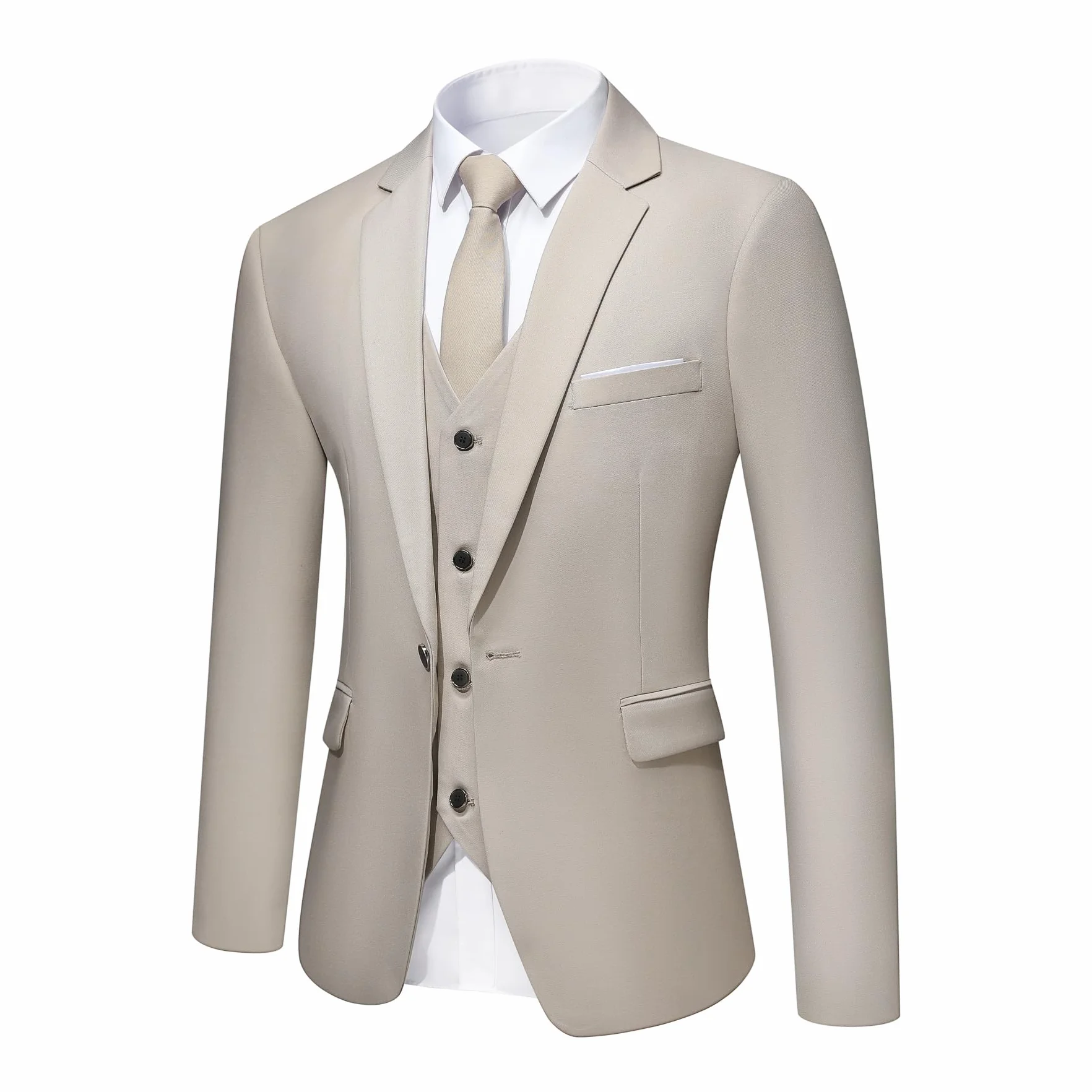 Allthemen Costumes Hommes 3 Pièces Mariage Un Bouton Slim Fit Vests de Smoking Couleur Pure Formel Veste Gilet et Pantalon