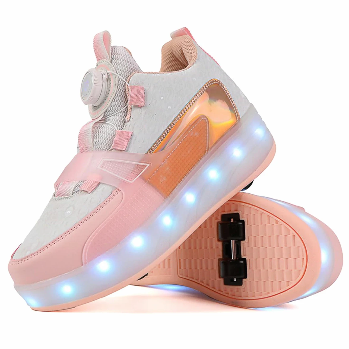 Patins à roulettes Enfants avec 4 roulettes Amovible, Chaussures de Skateboard Mode Sport d'extérieur