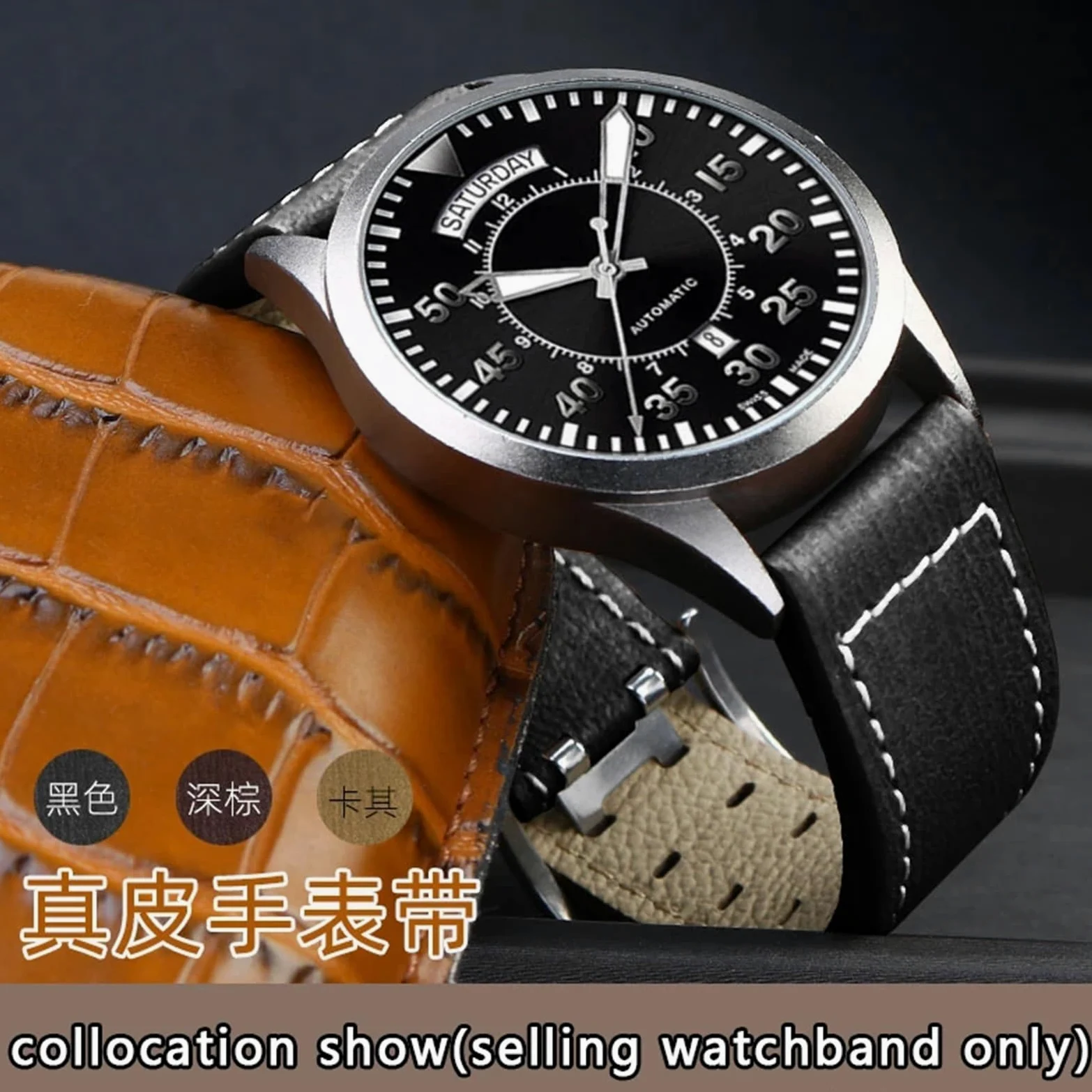 Pour Hamilton kaki aviation montre H77616533 H70615733 bracelet de montre en cuir véritable jazz field hommes bracelet de montre 20 22 Style militaire