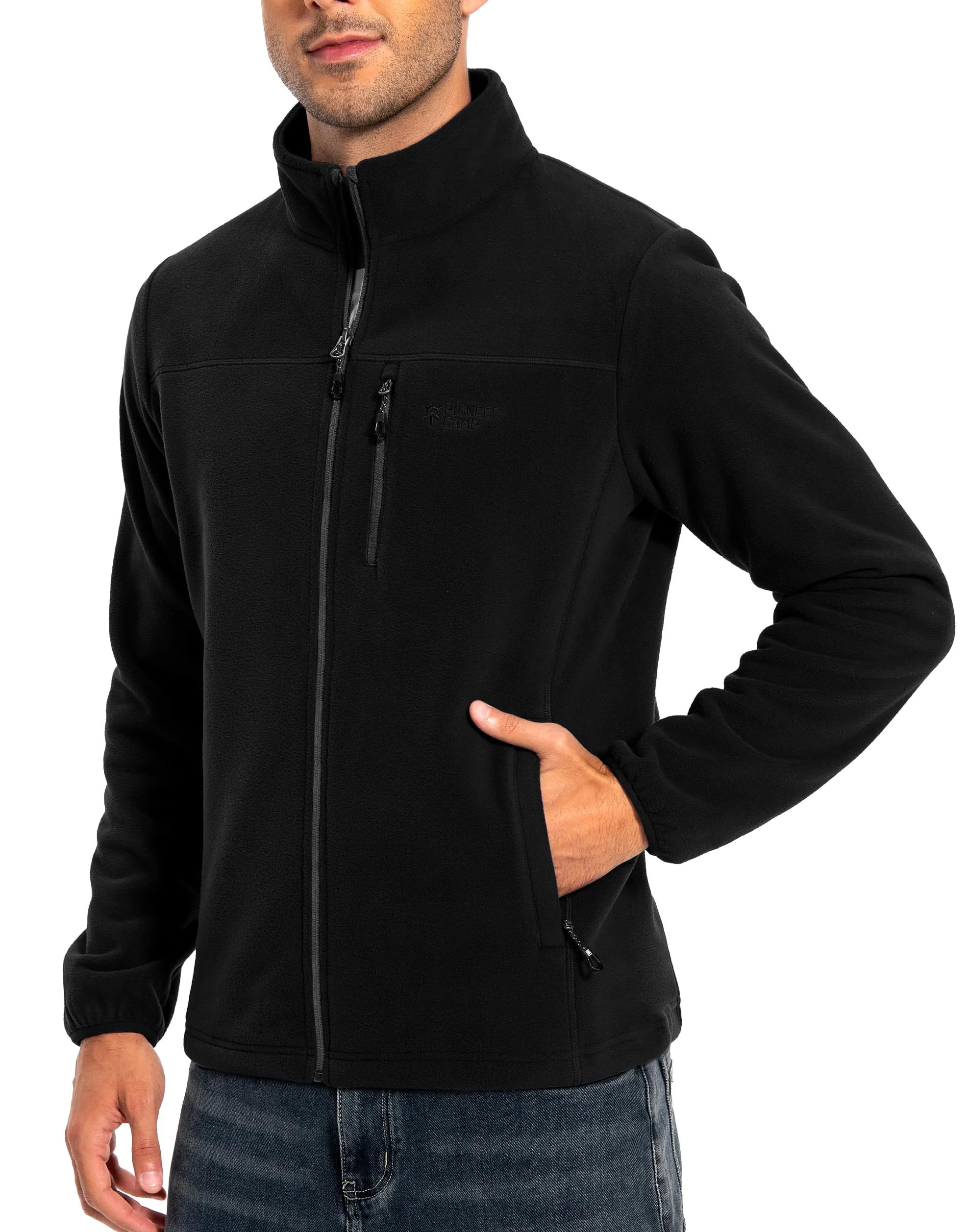 Pioneer Camp Veste polaire pour homme - Fermeture éclair intégrale - Légère, coupe-vent - Avec fermeture éclair