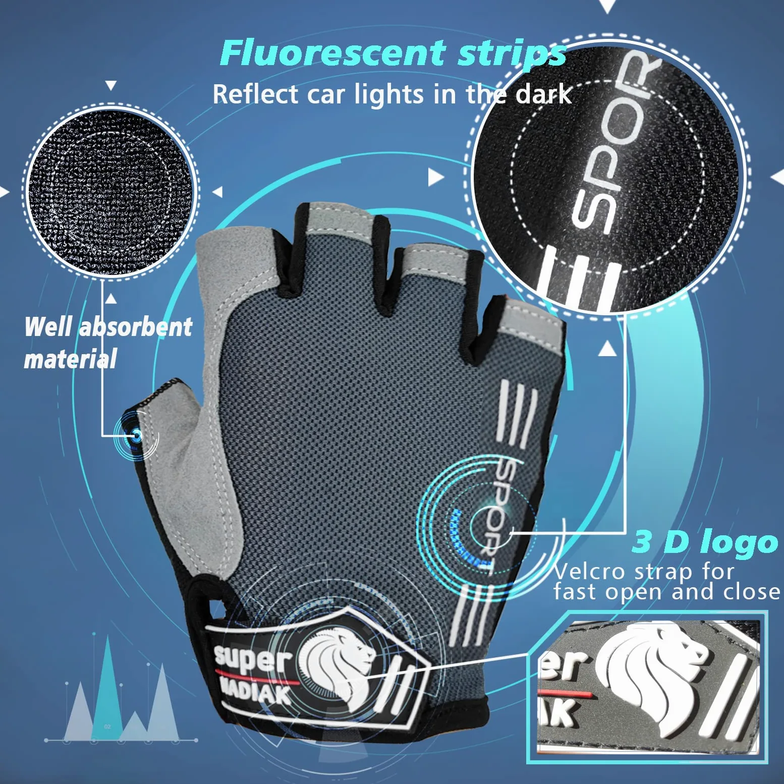 Gants de vélo-Gants Cycliste Half Finger-Accessoires de vélo-City Bike,Mountain Bike,BMX,Road Bike