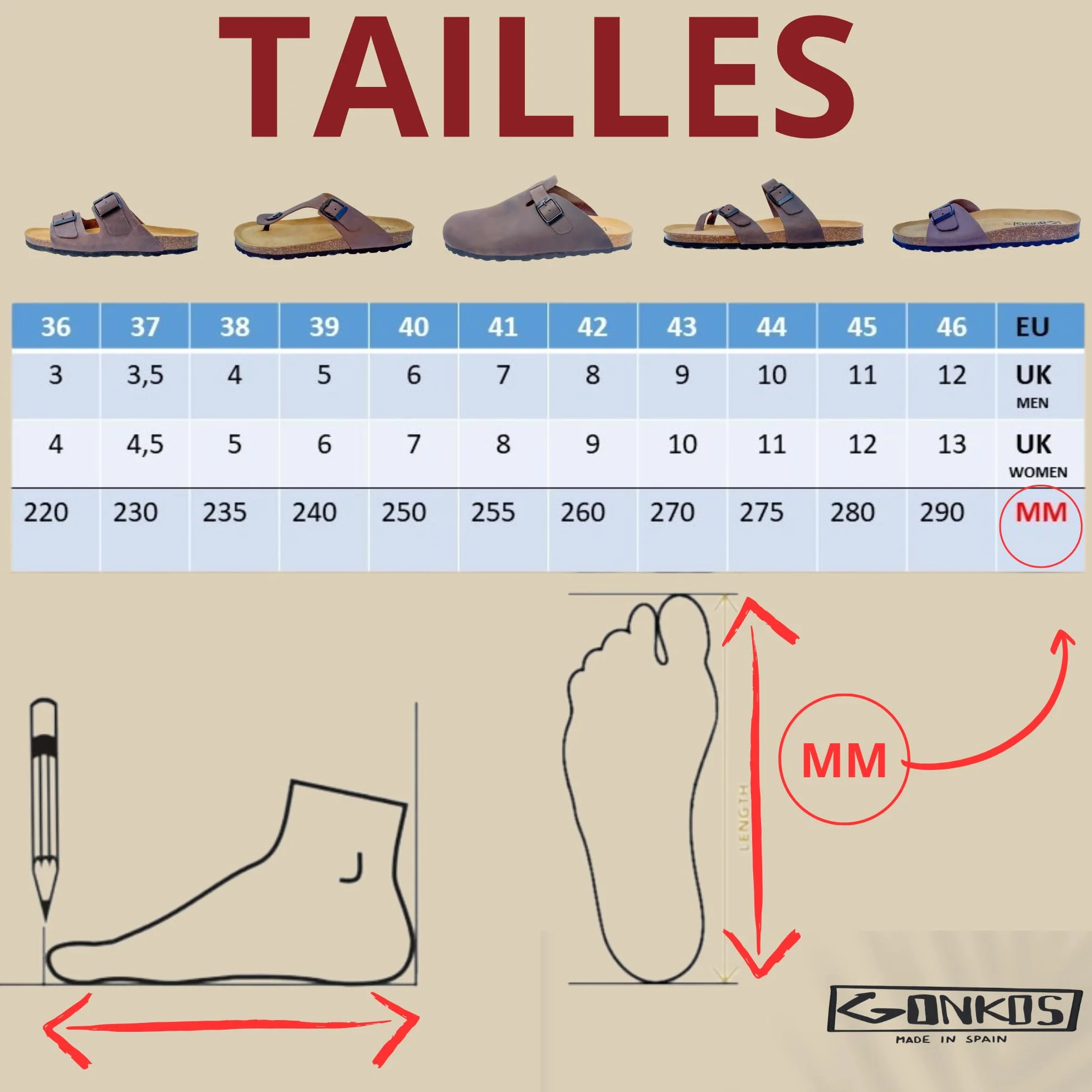 Sandales en Cuir avec Semelle en Liège, Mules Femme Cuir Véritable, Liège Naturel, Boucle Réglable, Semelle EVA Antidérapante, Sandales de Qualité Fabriquées en Espagne