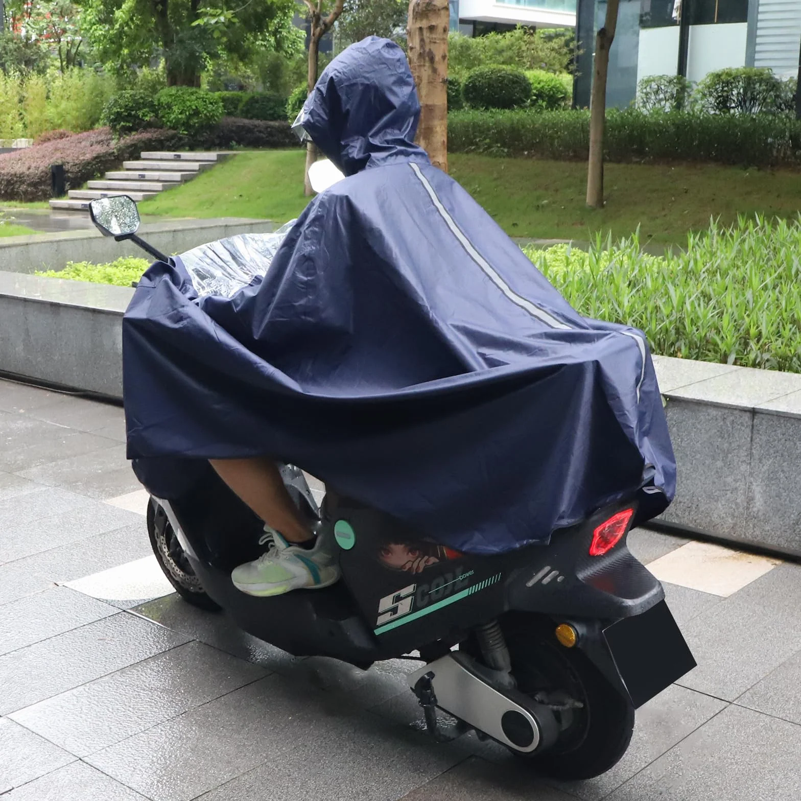 lalago Imperméable à l'eau Cyclisme Capes, Imperméable for Vélo Électrique, Poncho Pluie pour Fauteuil Roulant/Cape, Coupe-Vent à Capuche Cyclisme, Pluie Poncho Vélo