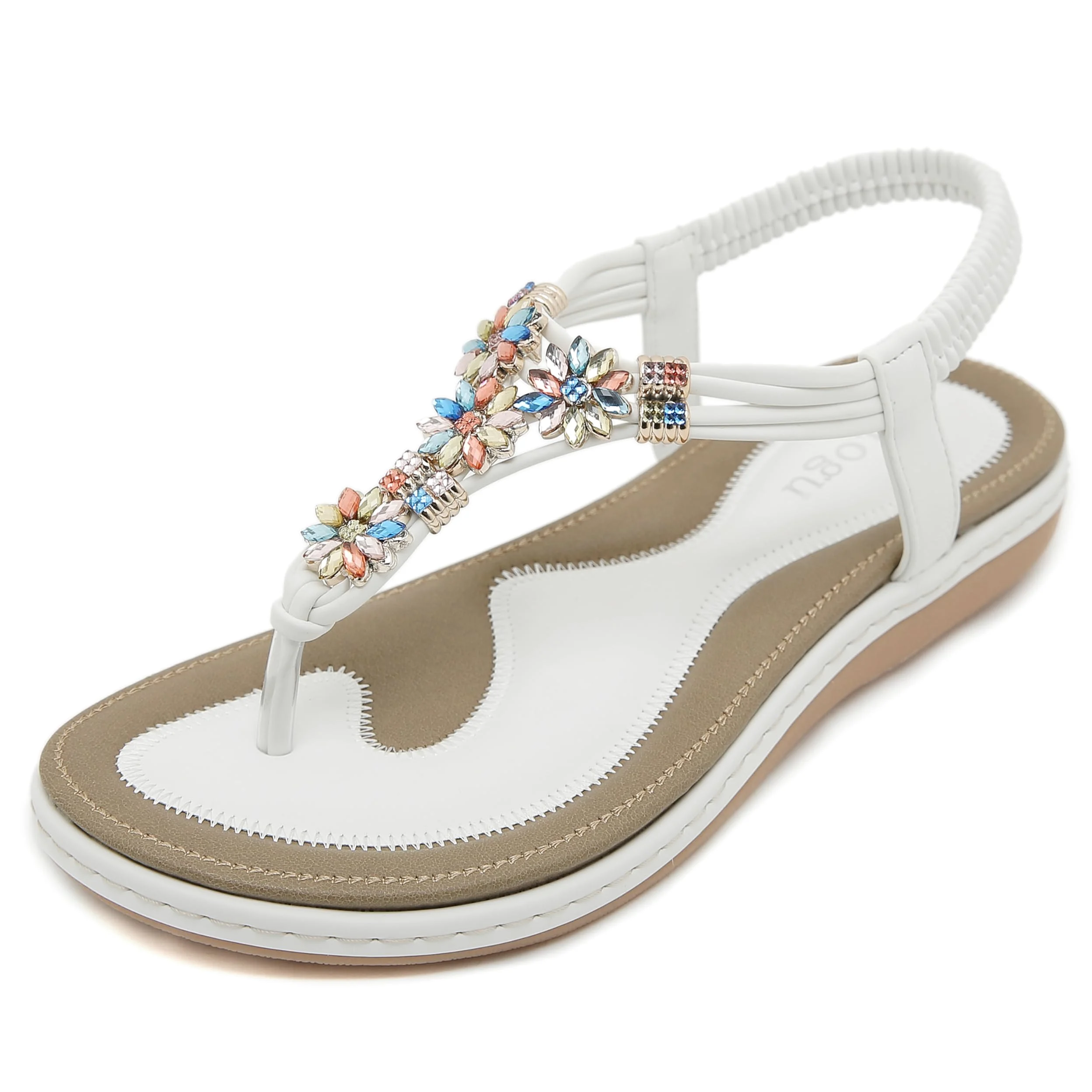 FOGOIN Sandales Femme Été Confortable Tong Mode Bohème Chaussures pour Plage Plate et Elégant