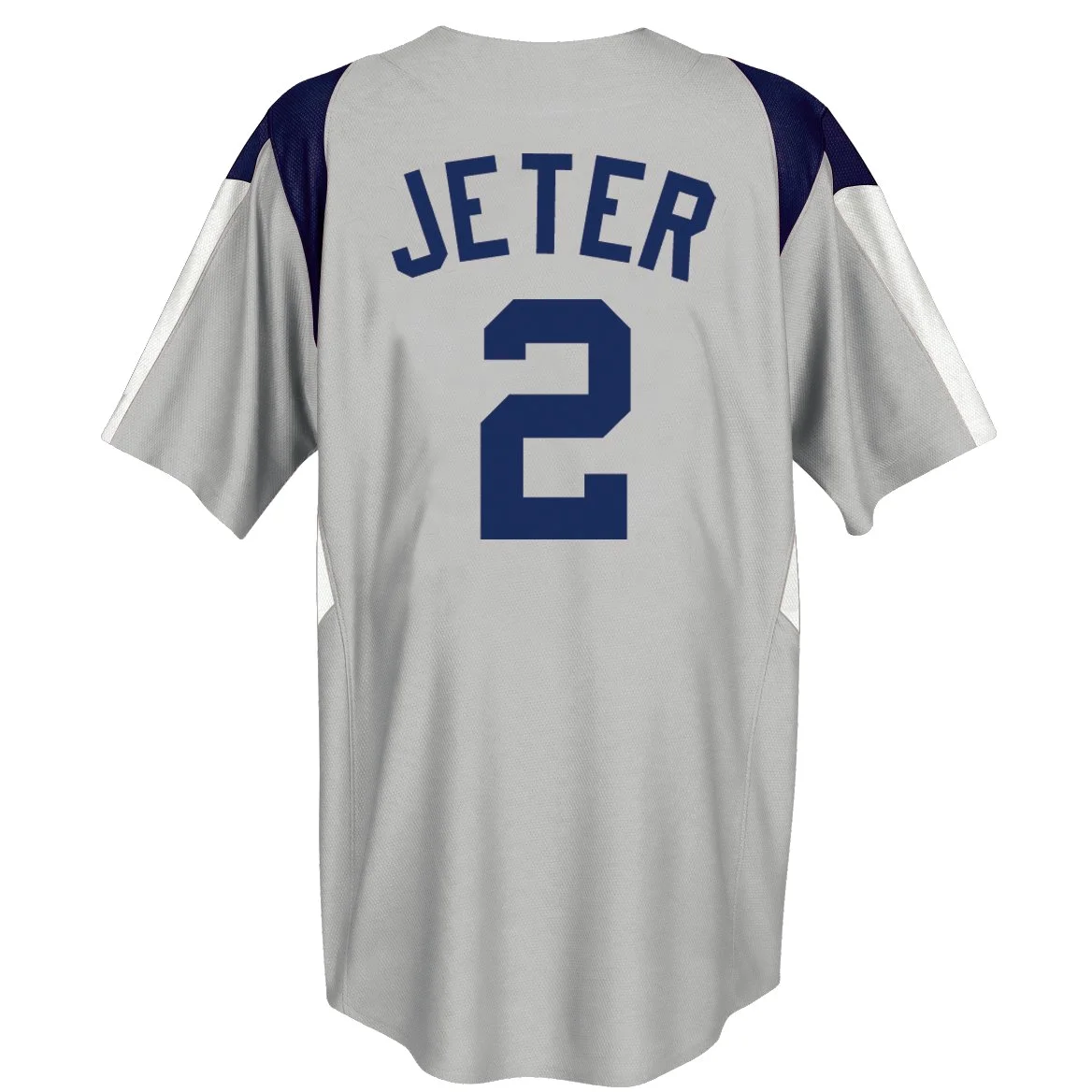 Majestic Maillot MLB Derek Jeter New York Yankees Stance II Gris boutonné sur Le Devant