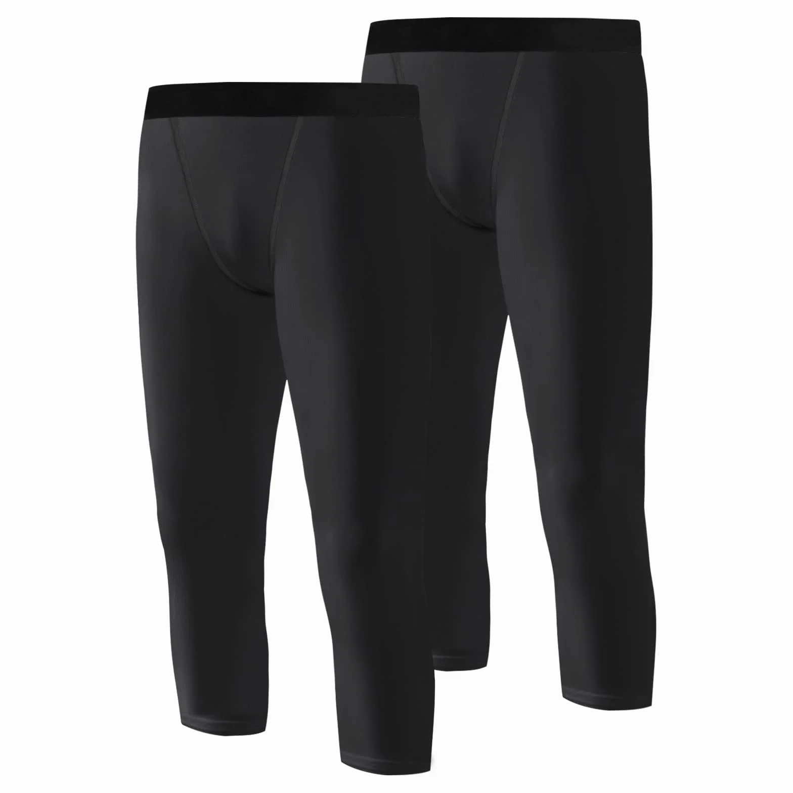 Garçons Jeunes Leggings de Compression 3/4 Collants Couche de Base Pantalon de Course Sportive Capris Enfants pour l’entraînement
