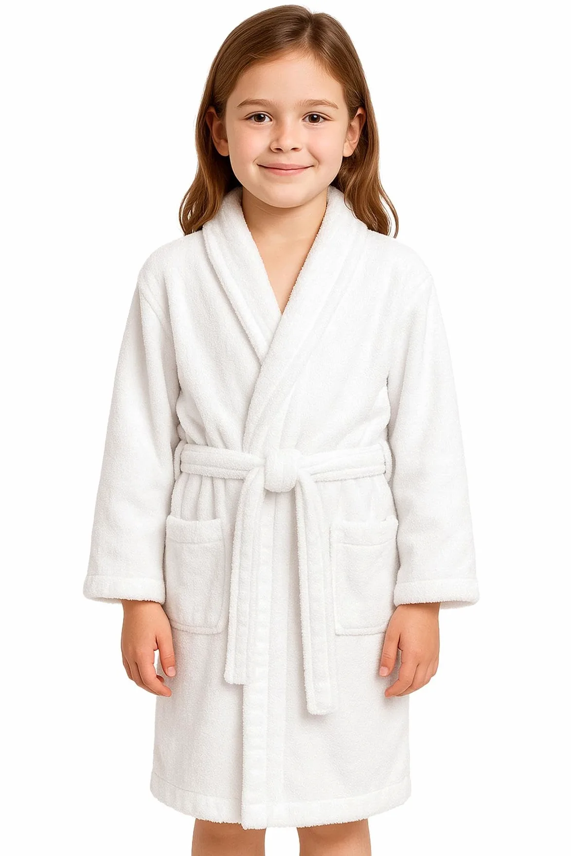 A2Z 4 Kids Filles Garçons Serviette Peignoir 100% Coton Éponge Col Châle Peignoir Robe de Chambre Plage Bain Natation pour Enfants Âge 5-13 Ans
