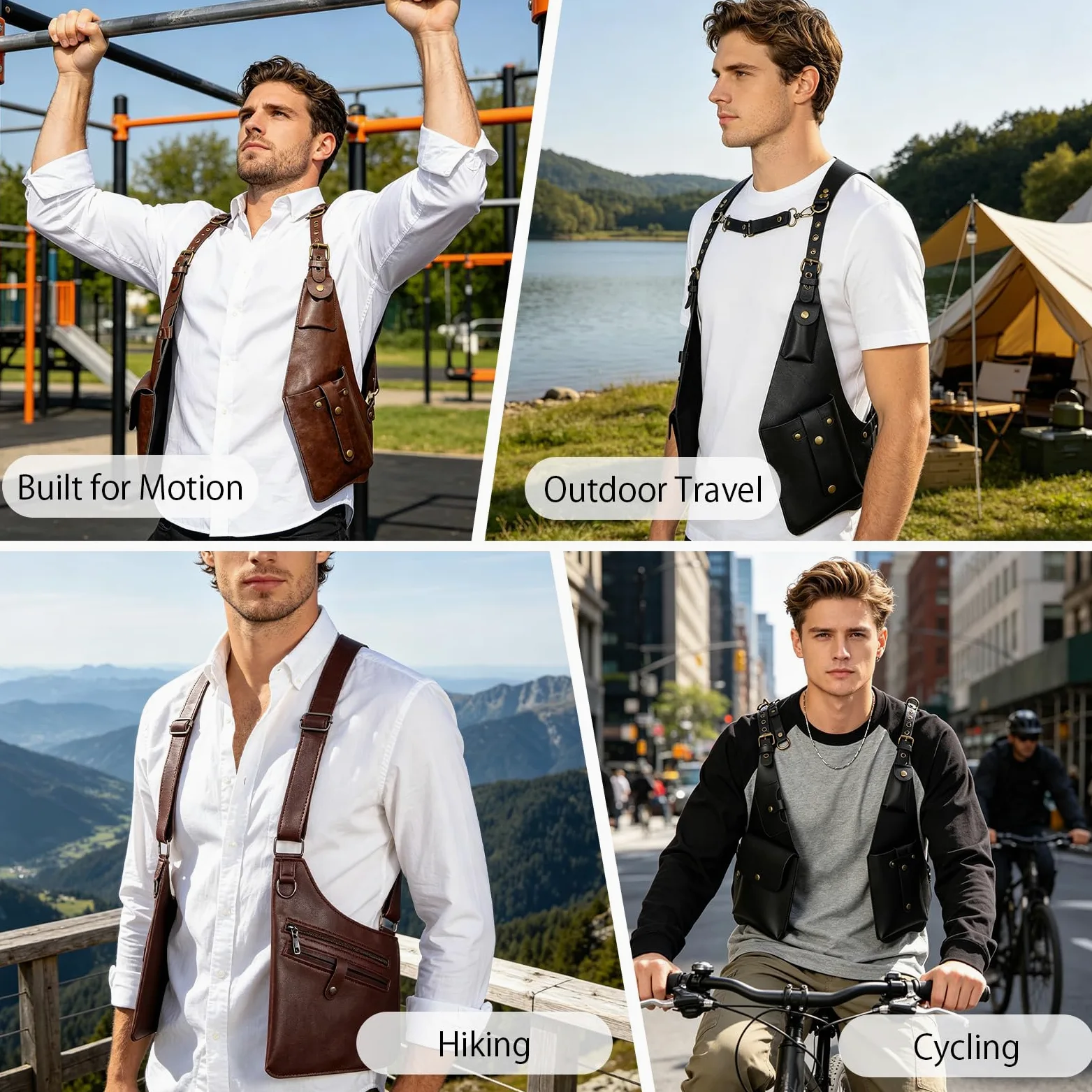 Sling Bag Hommes Femmes Holster Sac Hommes Anti Vol Sac Vélo Sac Bandoulière pour Voyages Randonnée et Outdoor