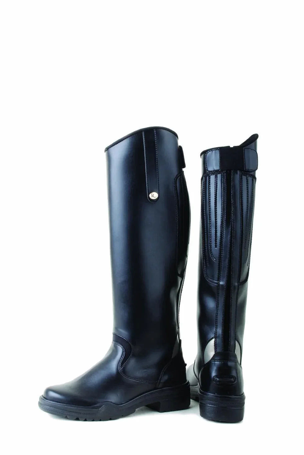 Rhinegold Nebraska Equestrian Horse Riding Long Boots - Black - Unisex Synthetic Knee High Boots for Men & Women with Rear Zip. Knee High Boots.