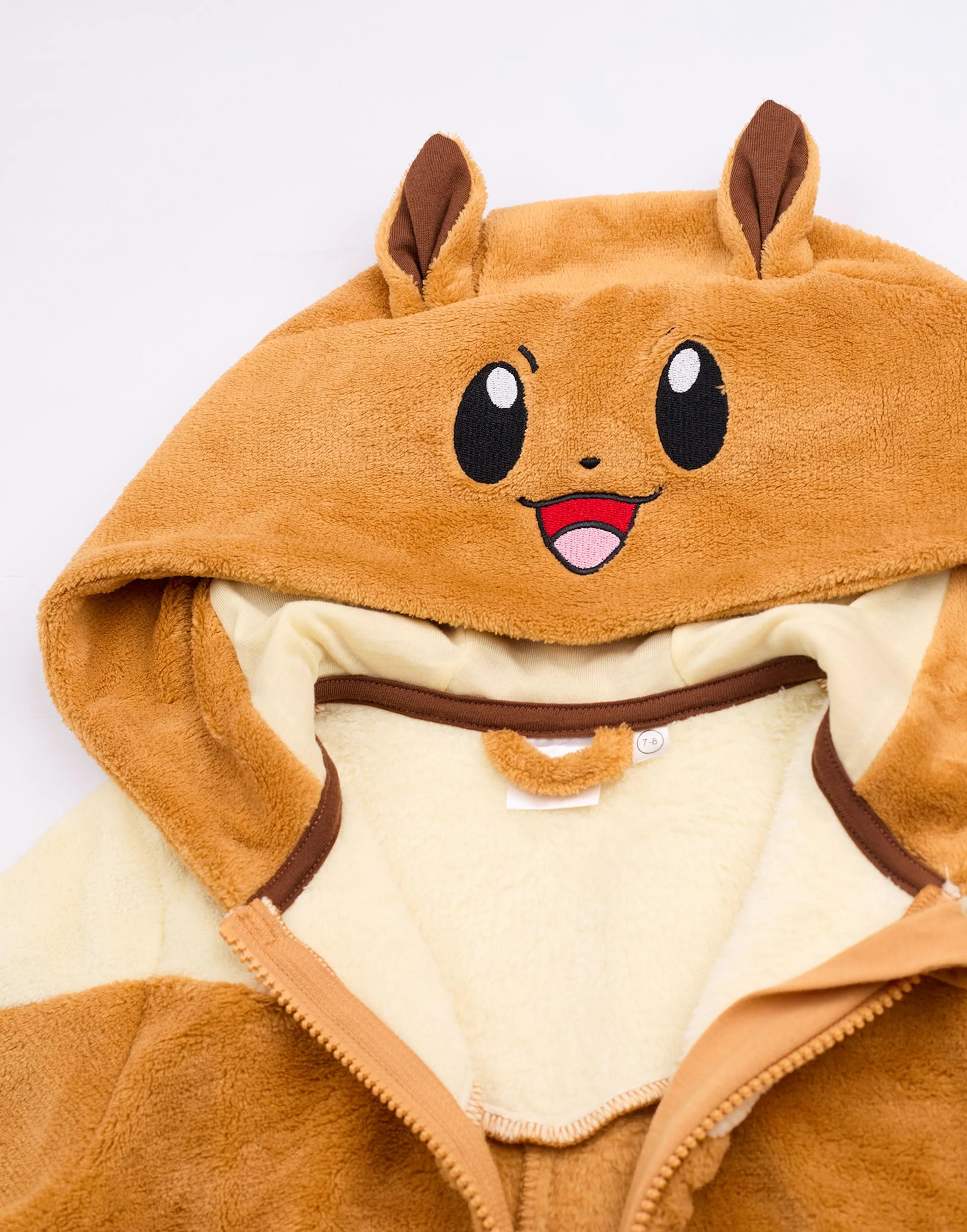 Pokémon Évoli Filles Onesie | Dors-Bien à Capuche avec imprimé Graphique et Personnages Eevee pour Enfants avec Oreilles 3D (Marron | Pyjama de Poche Monster