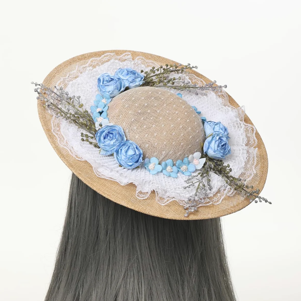 COSDREAMER Chapeau Victorien pour Femmes et Filles - Chapeau Plat Vintage à Fleurs