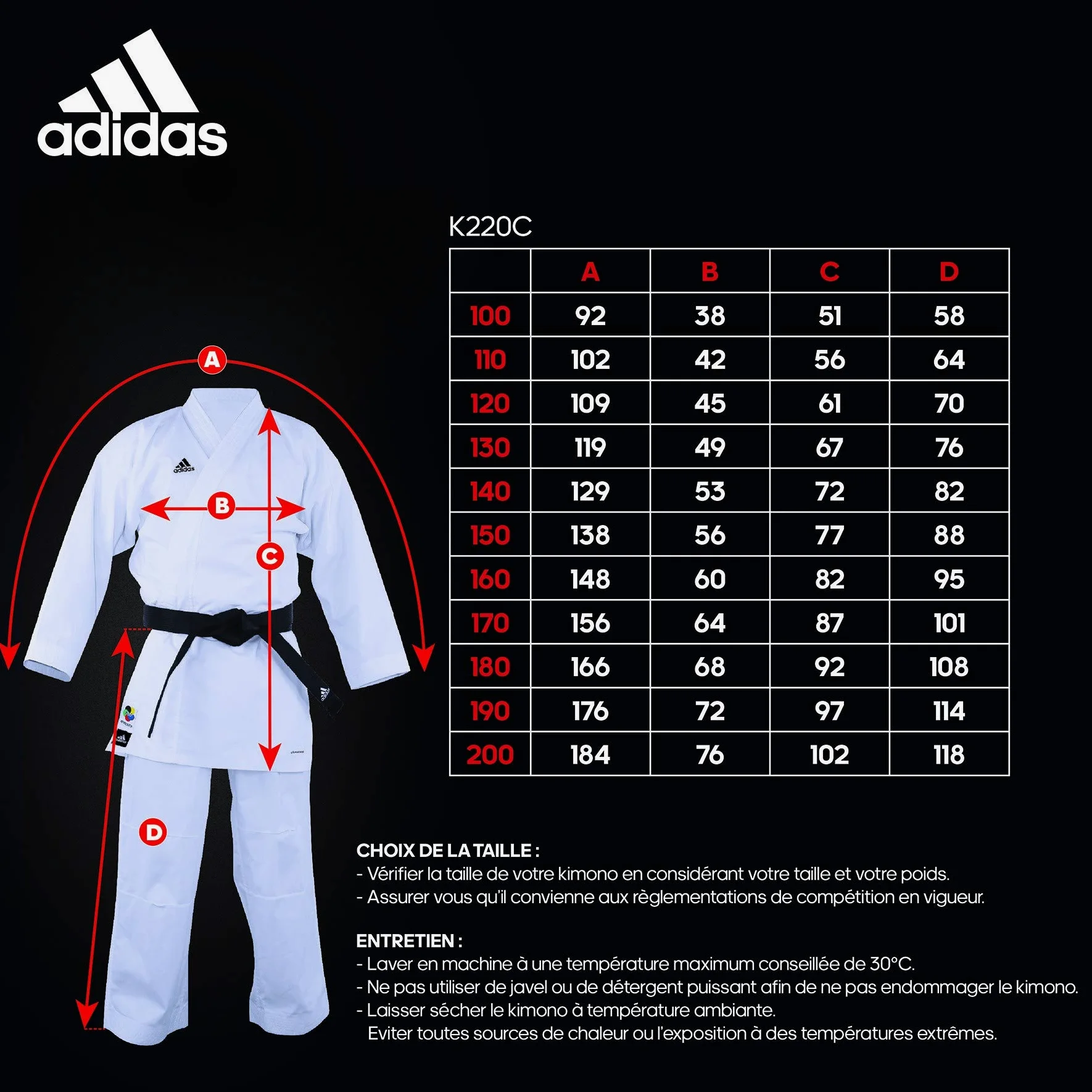 adidas Kimono de Karaté Club (Couleur : Blanc - Taille : 170 - Broderie :)