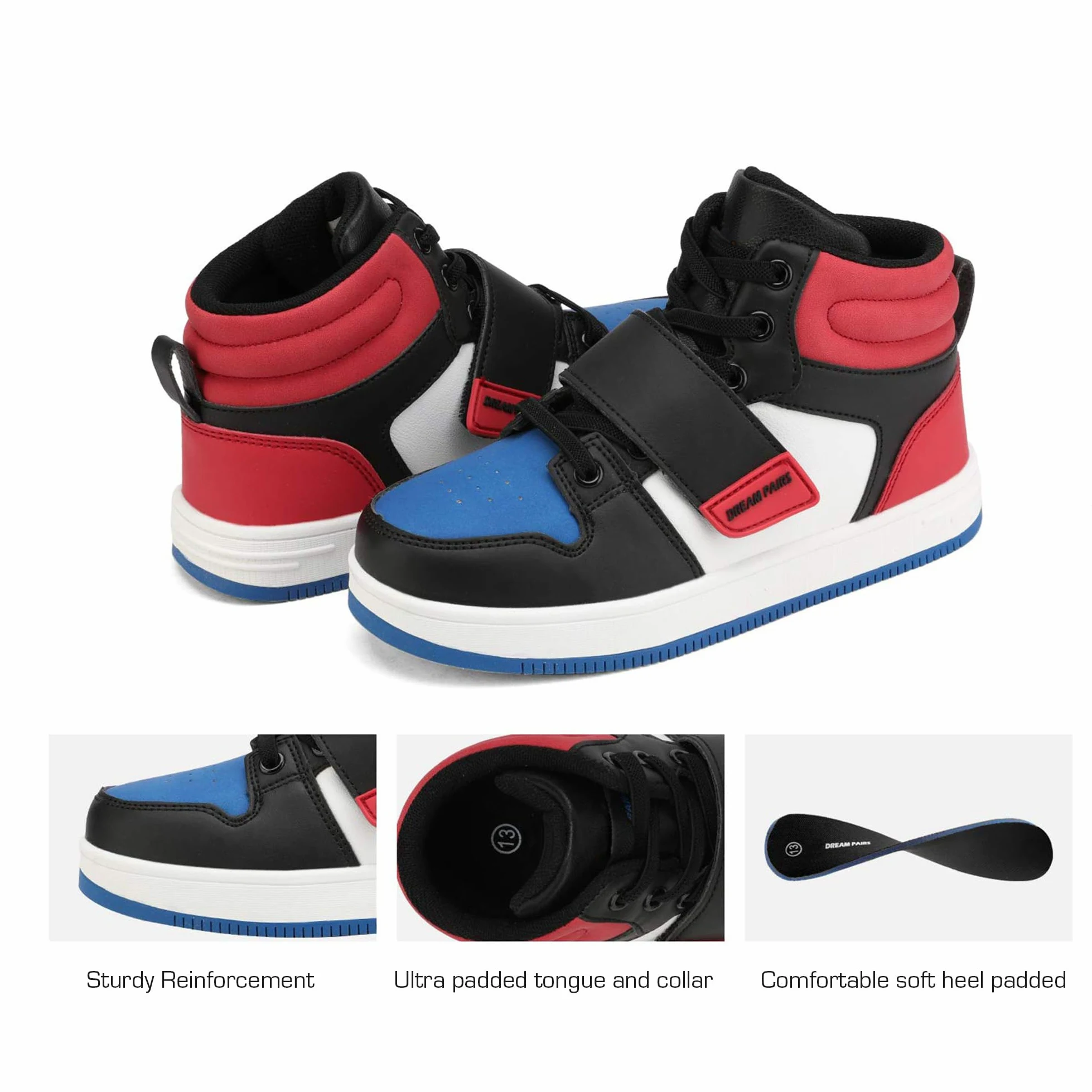 DREAM PAIRS Baskets Montantes Garçon Fille, Chaussures de Basketball et Sport Enfant, Sneakers Hautes Confortables pour Activités et Jeu Quotidien