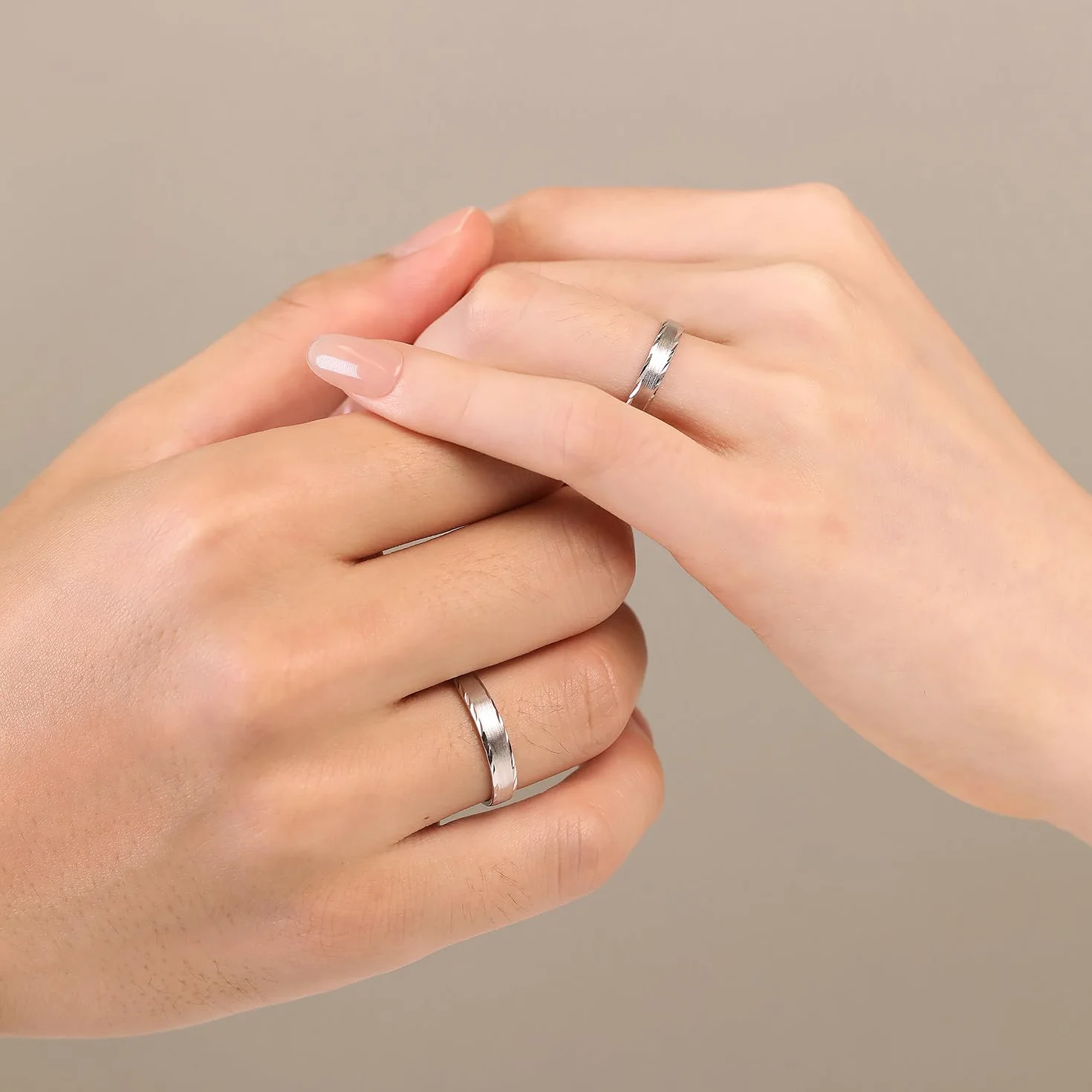 Meissa Bagues de Couple pour Homme et Femme Anneaux de Mariage en Argent Sterling 925 Finition Satinée Simple Bagues de Promesse Assorties Taille Ajustable