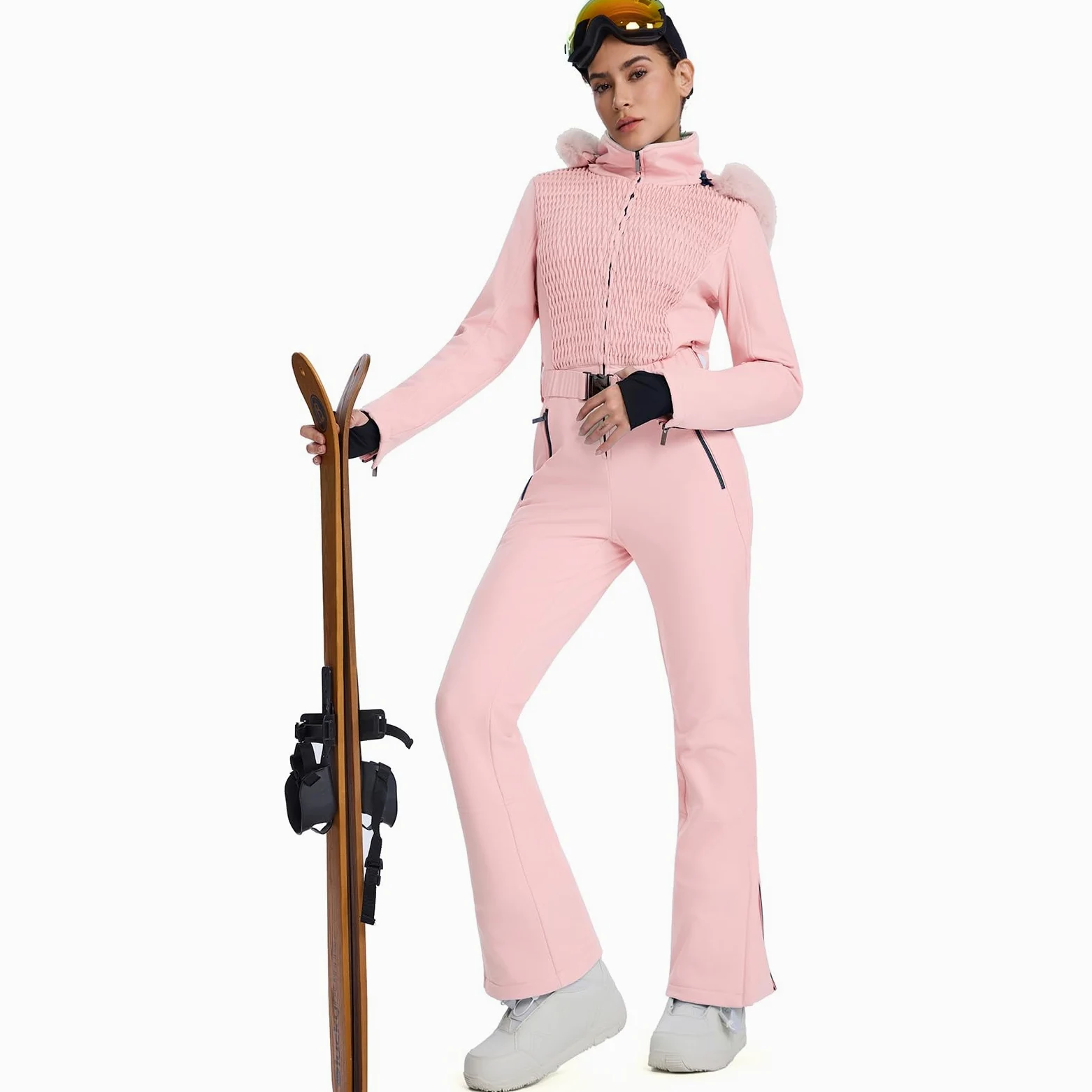 HOTIAN Combinaison de ski une pièce pour femme - Imperméable - Coupe-vent - Pour l'hiver - Chaude - Avec capuche