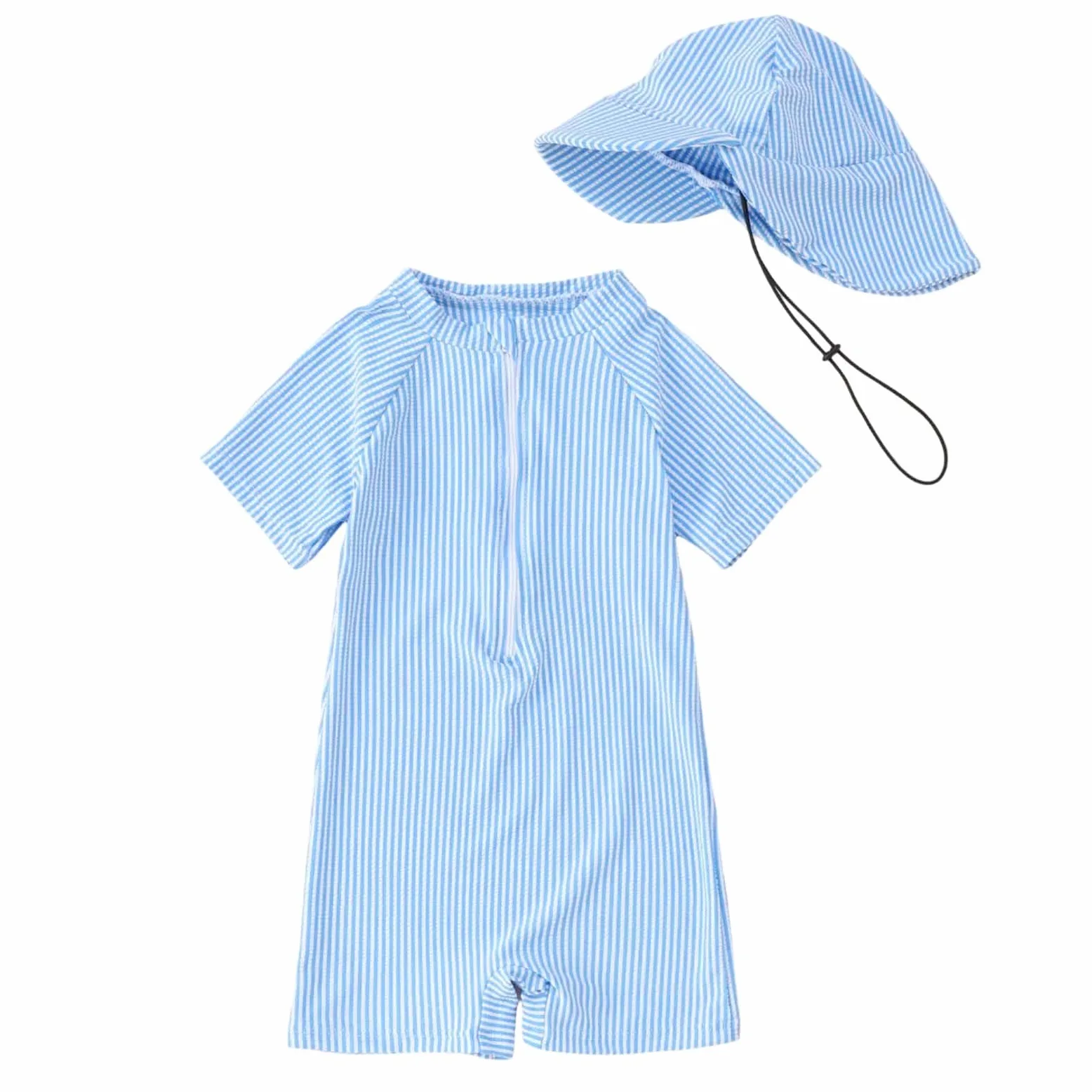 Générique Maillot de Bain bébé garçon Bonnet intégré Natation Plage été Piscine Tout-Petits 0-3 Ans Confortable Respirant