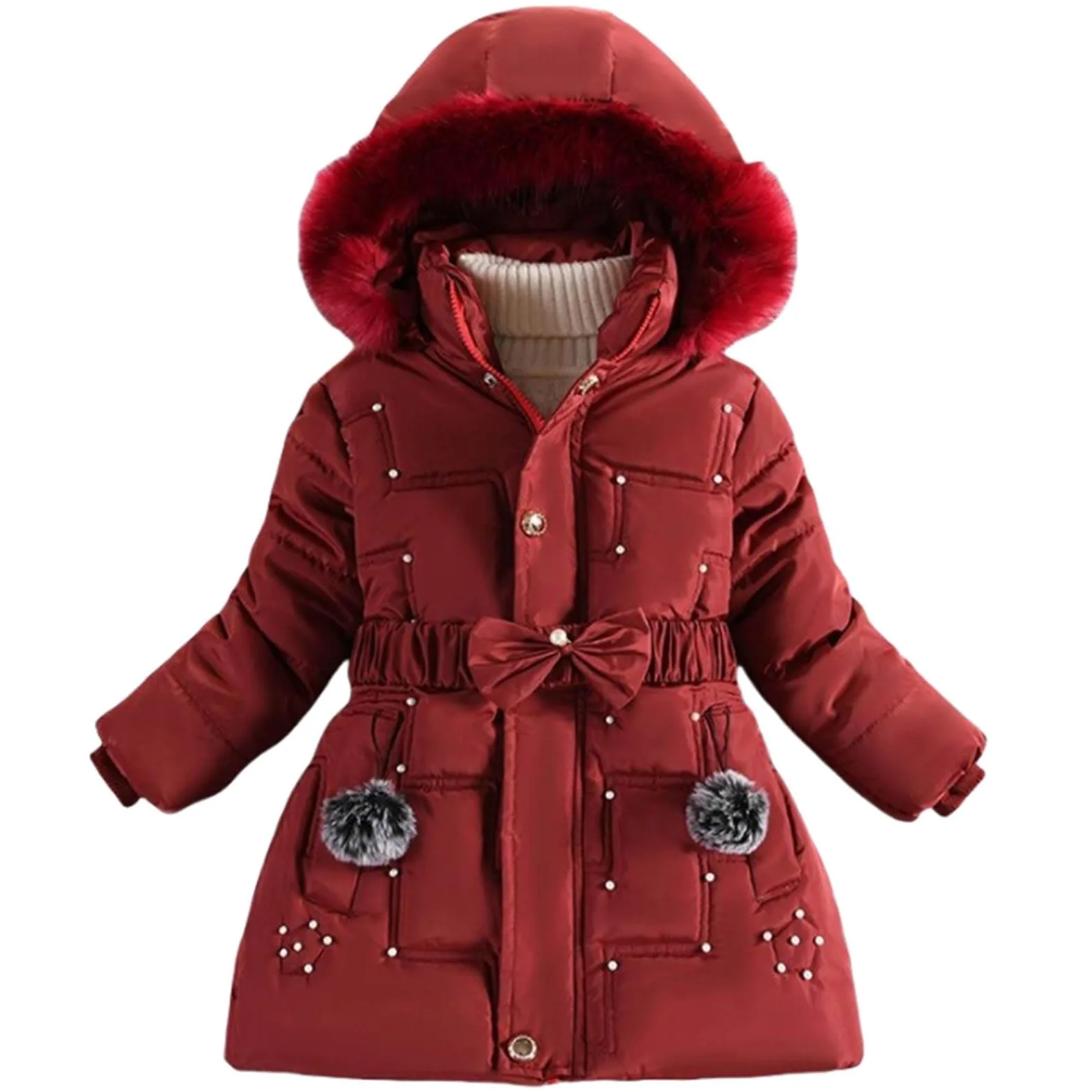 Manteau d'hiver à capuche en polaire pour filles, veste de chef pour filles