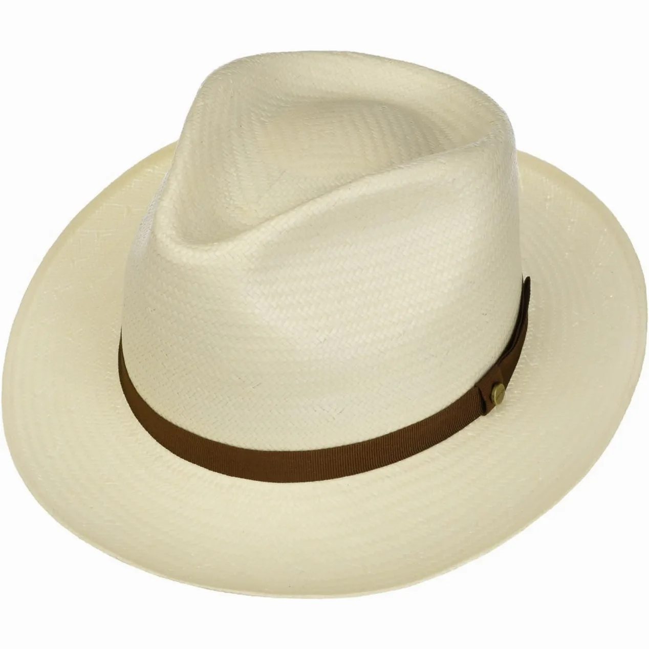 Stetson Chapeau en Paille Fallkirk Fedora Toyo Femme/Homme - de Soleil avec Ruban Gros Grain Ete Printemps-ete