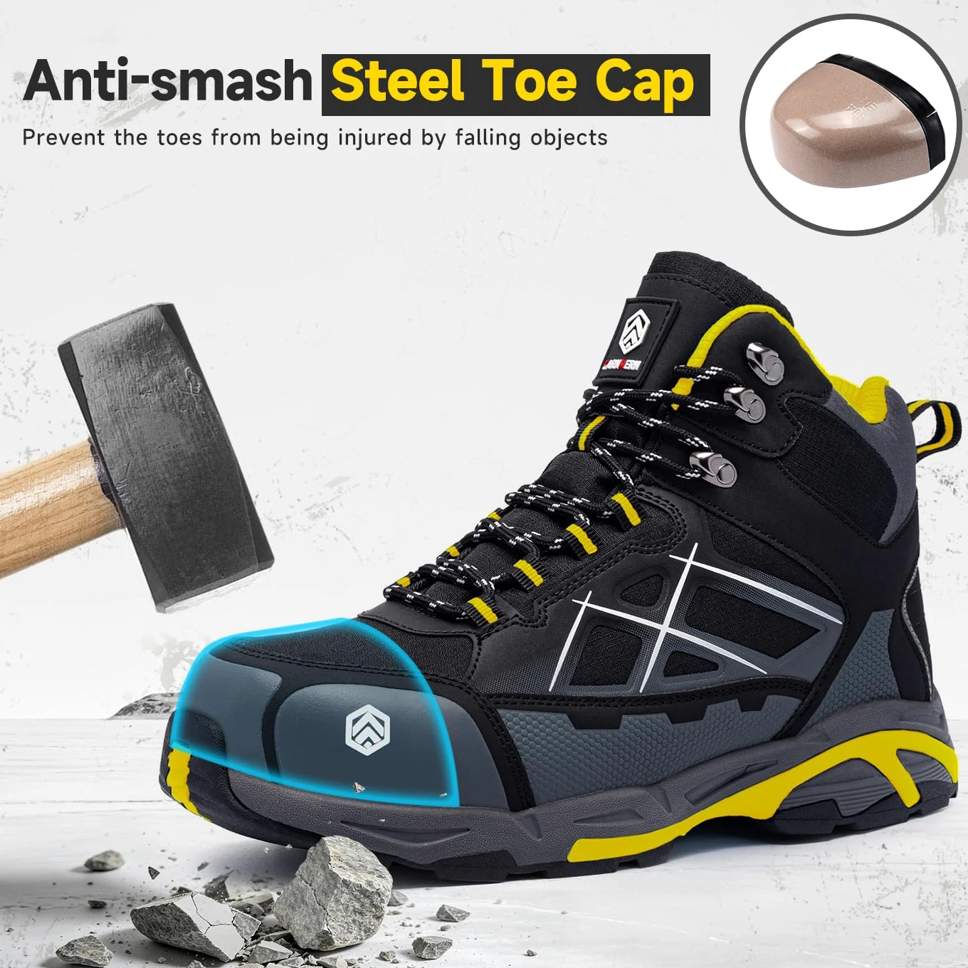 LARNMERN Chaussures de sécurité Hommes Femmes Montante Antidérapant Embout en Acier Antistatique Chaussures de Travail Légère Respirant