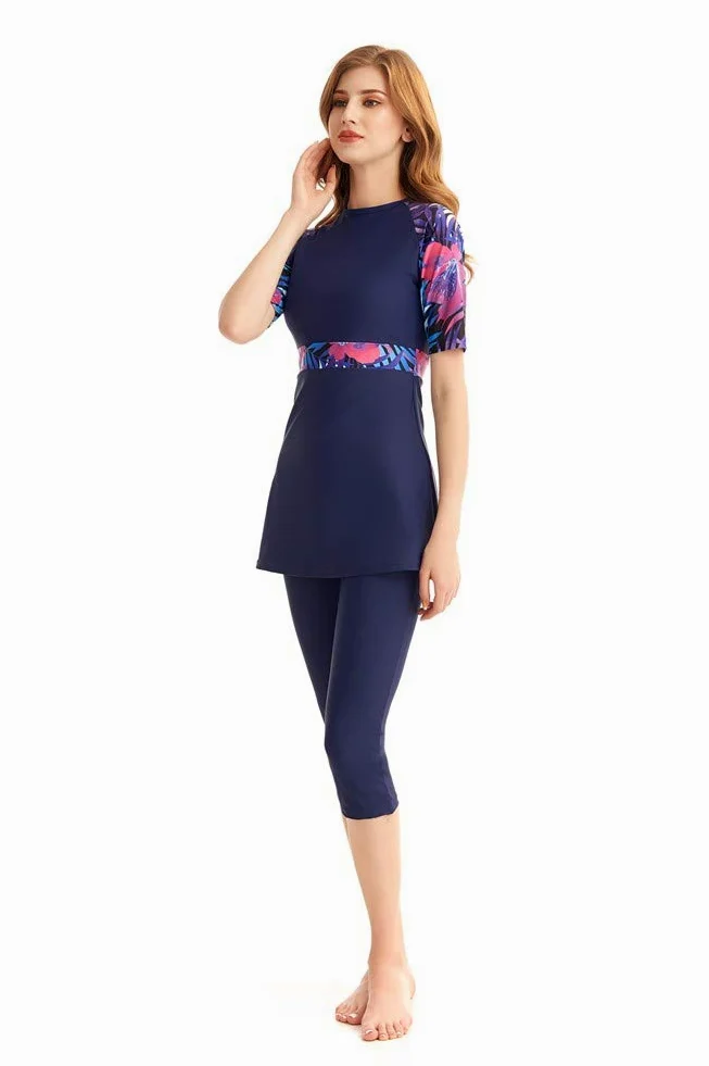 Maillot de Bain Modeste à Manches Courtes pour Femme avec Protection Anti-irritations