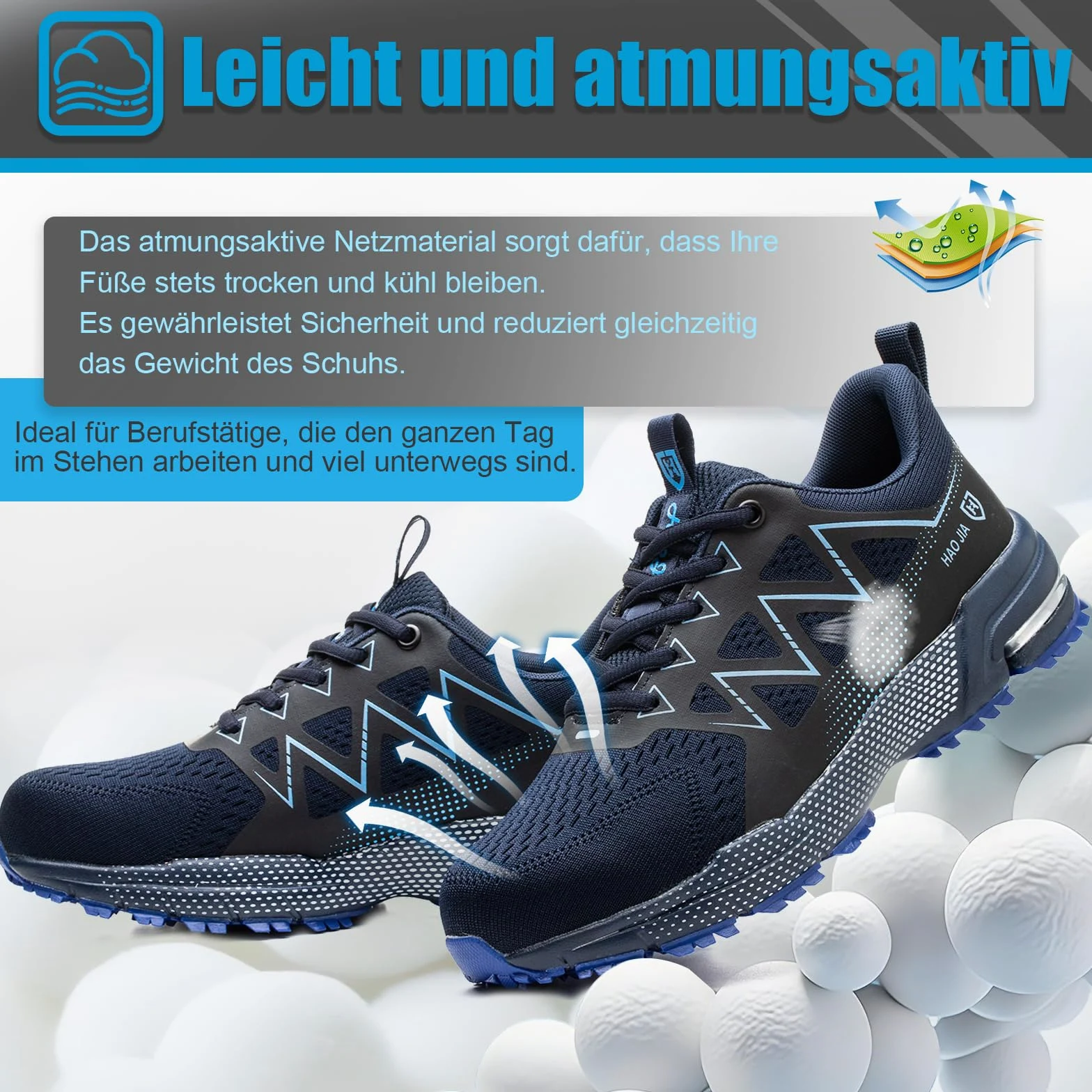 Chaussures de Sécurité Hommes Femmes Légère Respirante Basket Securite Confortable Antidérapante Chaussures de Travail Embout en Acier 37-47EU
