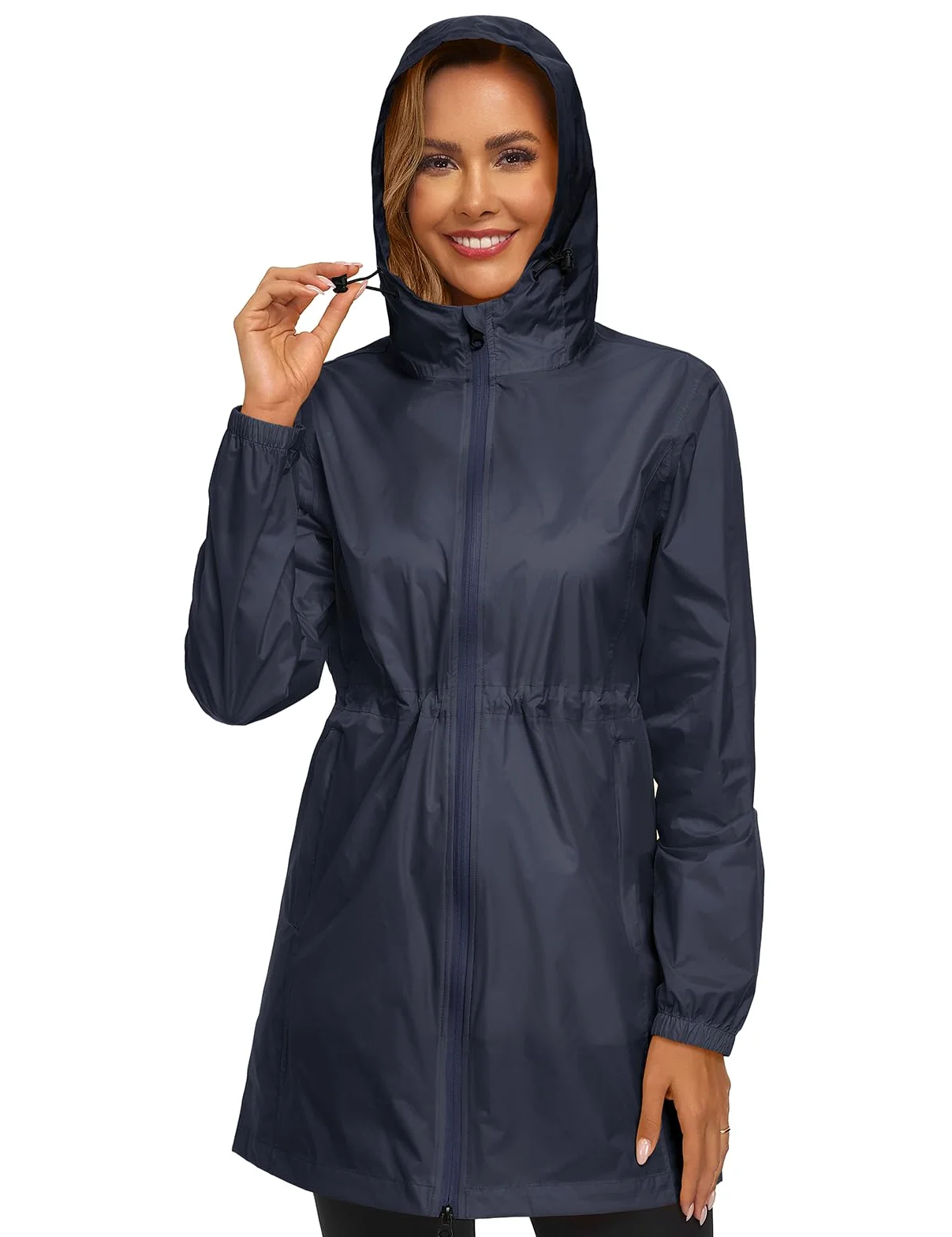 Vancavoo Veste Imperméable Femme Chic Long Manteau de Pluie Coupe Vent avec Capuche Poncho avec Poche