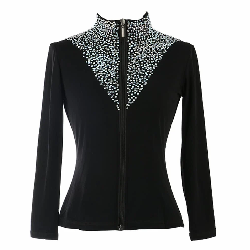 LIUHUO Veste de patinage artistique avec diamants bicolore pour fille