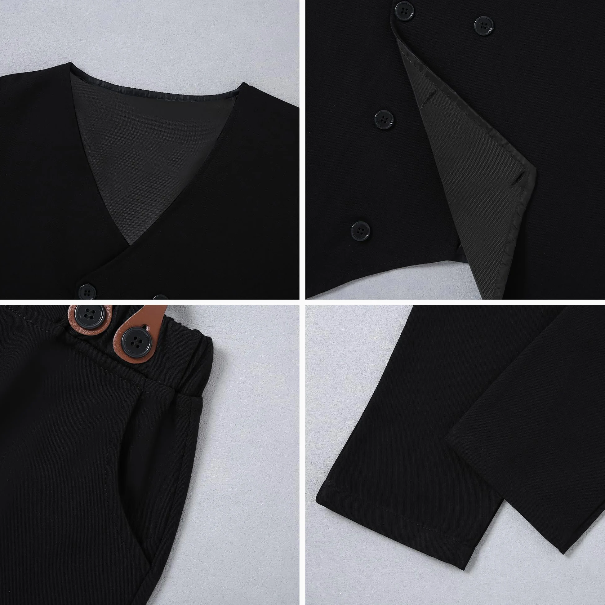 Garçon Gentleman Vêtements Ensembles 6-10 Ans, Enfant Mariage Baptême Tenue Costume Haut Chemise+Gilet+Pantalon+Nœud Papillon