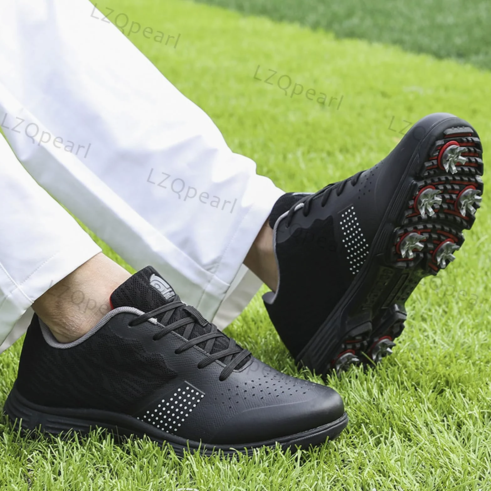 LZQpearl Chaussures De Golf Unisex, Bottes Toutes Saisons pour Hommes, Baskets Lacets Antidérapantes Classiques, Professionnelles