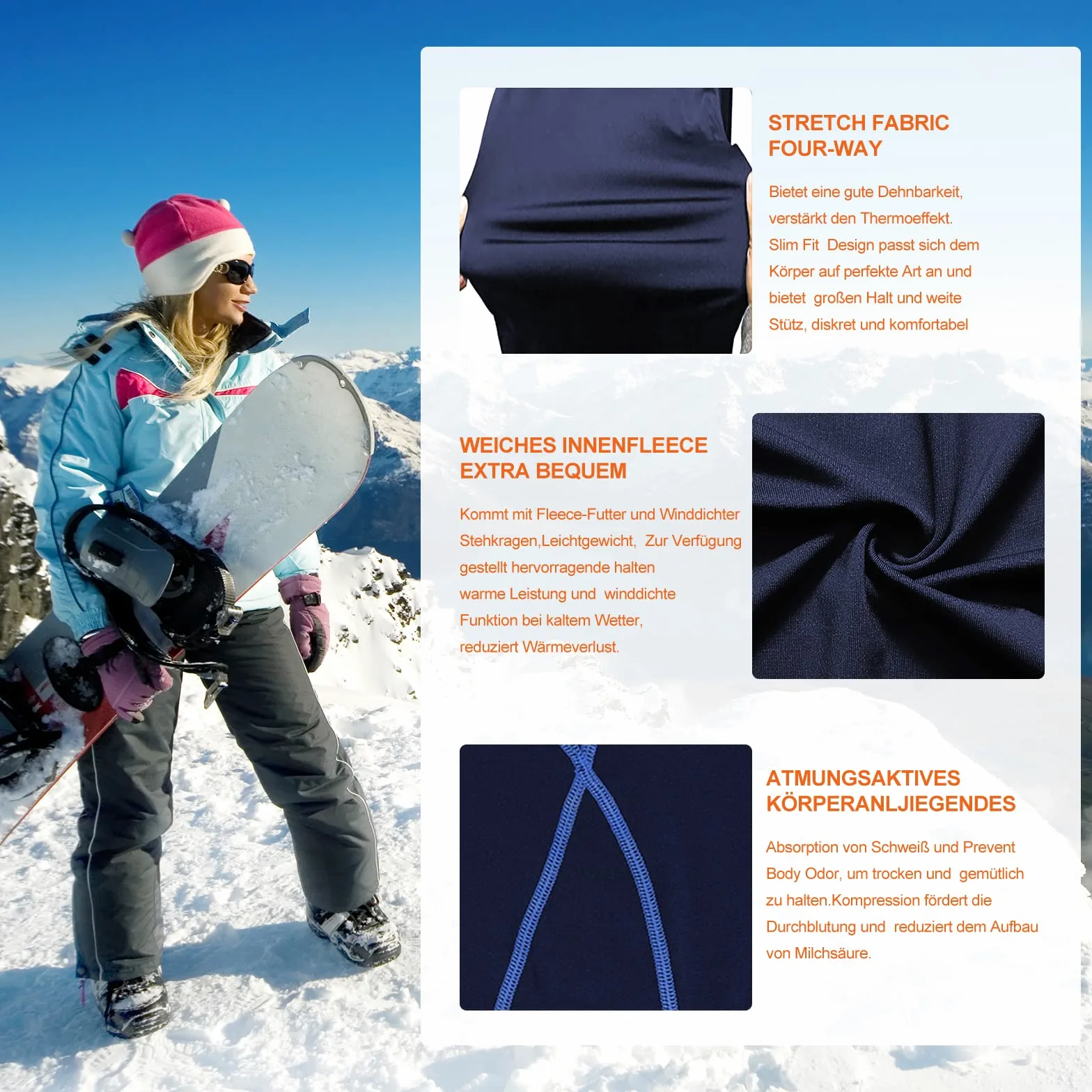 TBoonor sous-vêtements Thermiques pour Femme avec col Montant Coupe-Vent, sous-vêtements Thermiques, sous-vêtements de Ski, sous-vêtements Fonctionnels, Respirants et Flexibles