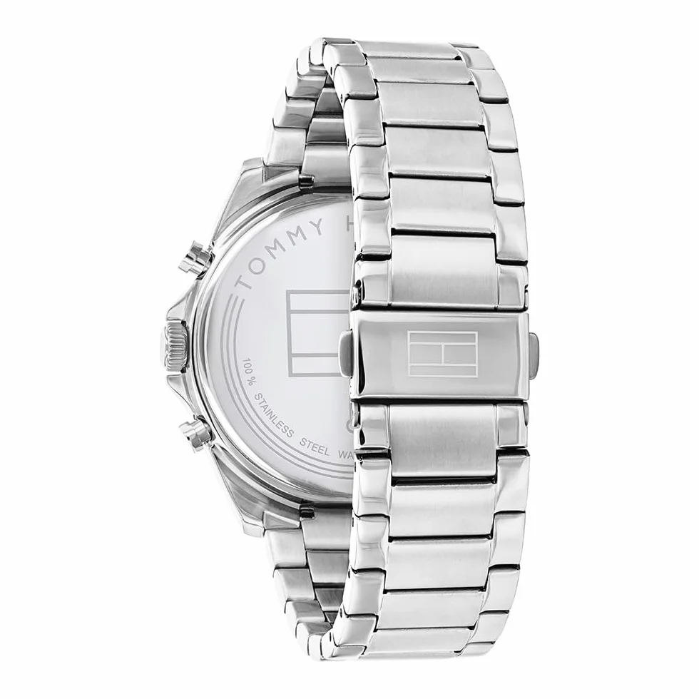 Tommy Hilfiger Montre Analogique Multifunction à Quartz pour homme avec Bracelet milanais en acier inoxydable et en piel