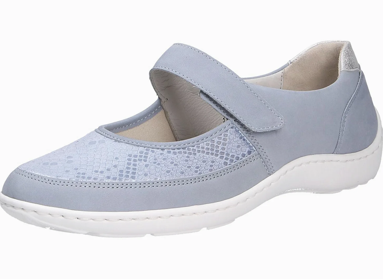 Waldläufer Henni-Soft Denver (cuir nubuck)/stretch crocus Sky Argento, largeur H 496H33-300-267 Bleu
