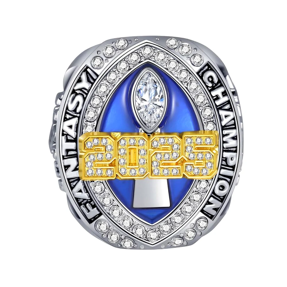 Bague de Championnat de Football Fantasy 2025 avec boîtes en Bois Bagues de Champion FFL Vitrines de Souvenirs de la Ligue de Rugby Ornements de vitrine Cadeaux pour ami Fan