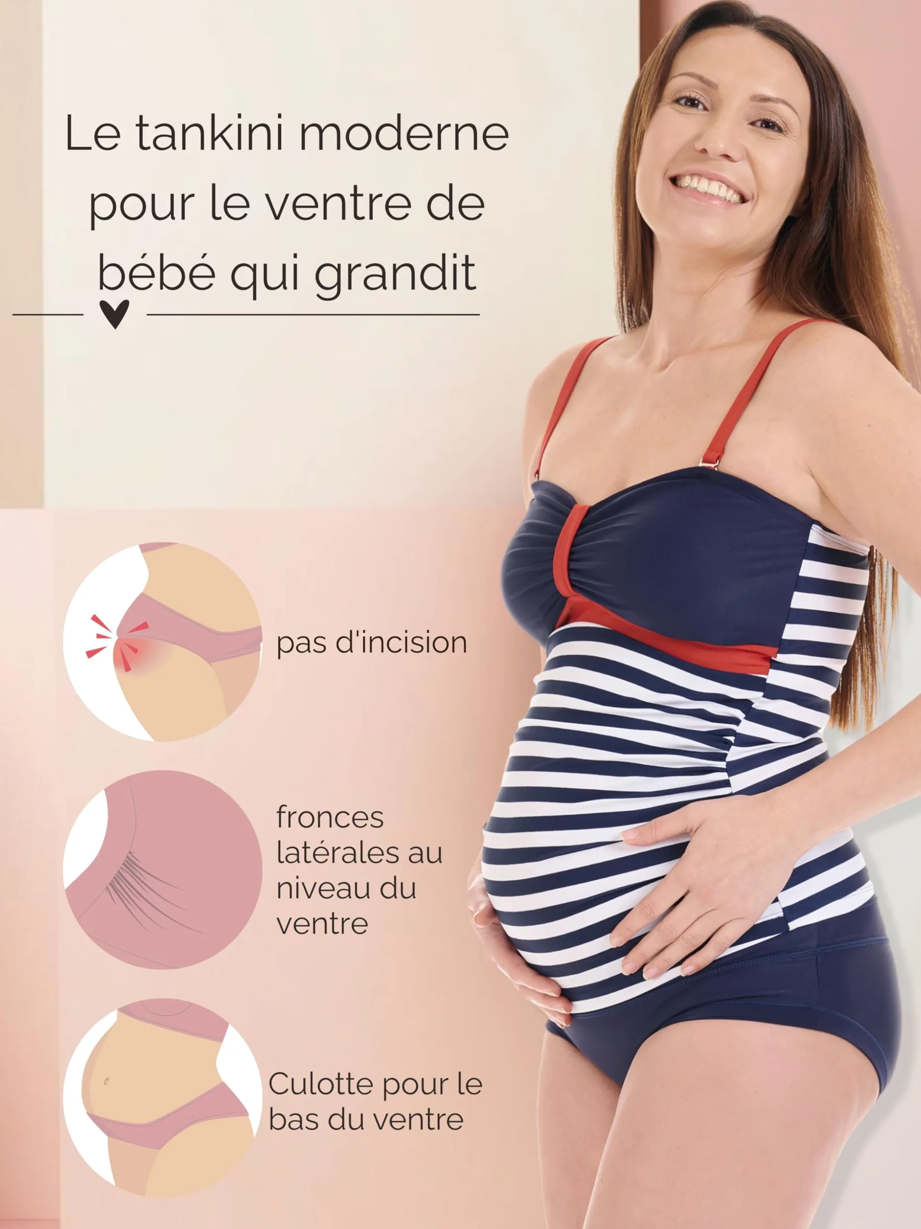 Herzmutter Tankini de Grossesse - Maillot de Bain de Maternité - Tankini de Maternité - Maillot de Bain pour Femmes Enceintes - Protection UV - 2 Pièces - 7000 (XXL, Noir - Pois)