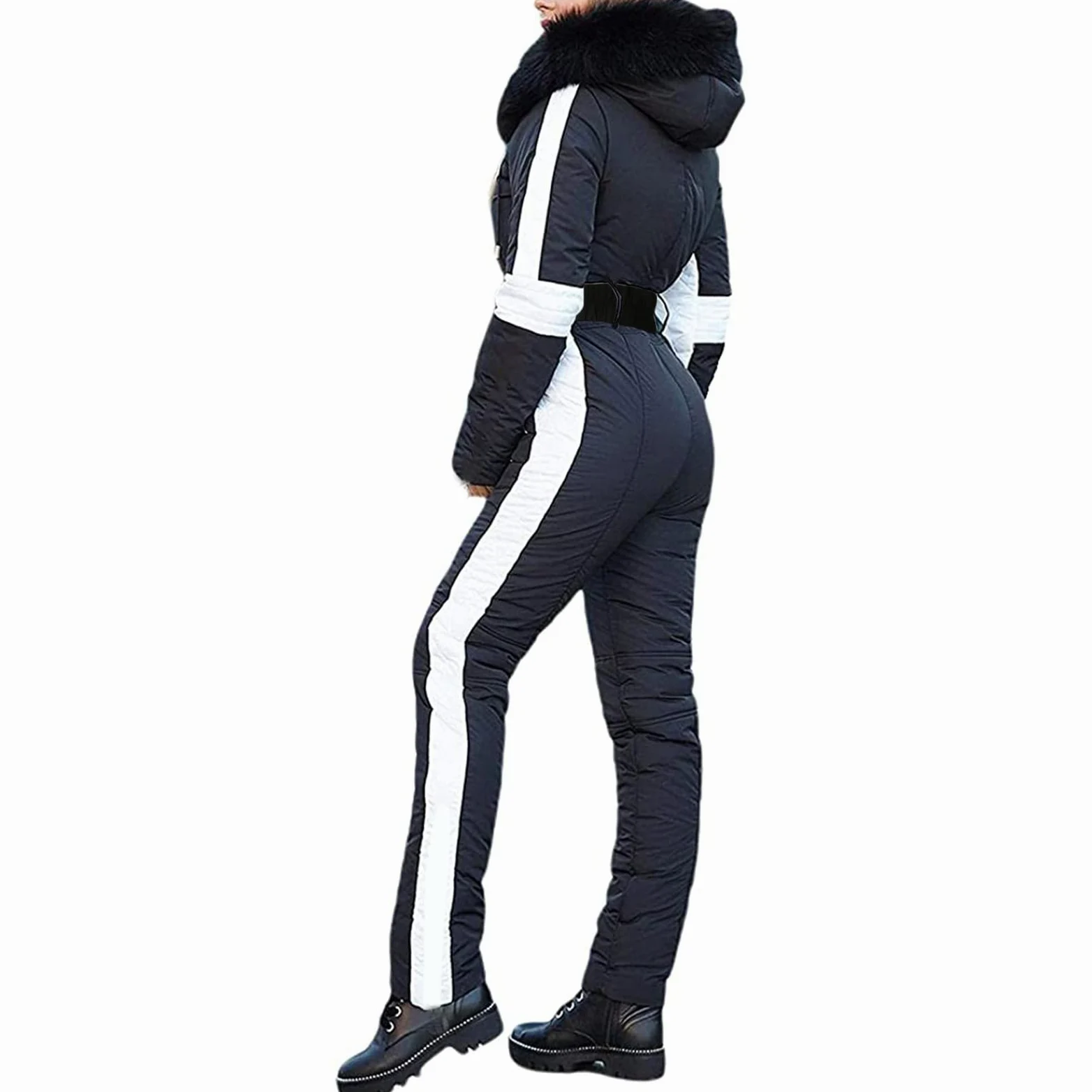 Générique Combinaison de Ski pour Femme Une Pièce Combinaison de Neige Chaude Combinaisons Ski Hiver Imperméable Veste Snowboard Longue Combinaisons Ski Chaud 2026 pour Sports Neige Capuche