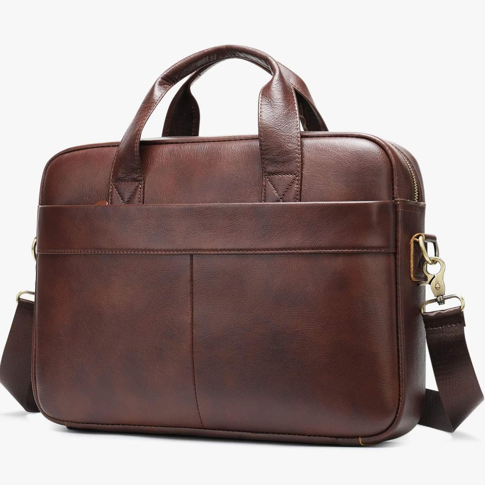 VINBAGGE Sac Business Mallette Homme Cartable Sacs Business en Cuir Véritable 14 Pouces Porte Document Sac de Messager Sac à Bandoulière d'affaires