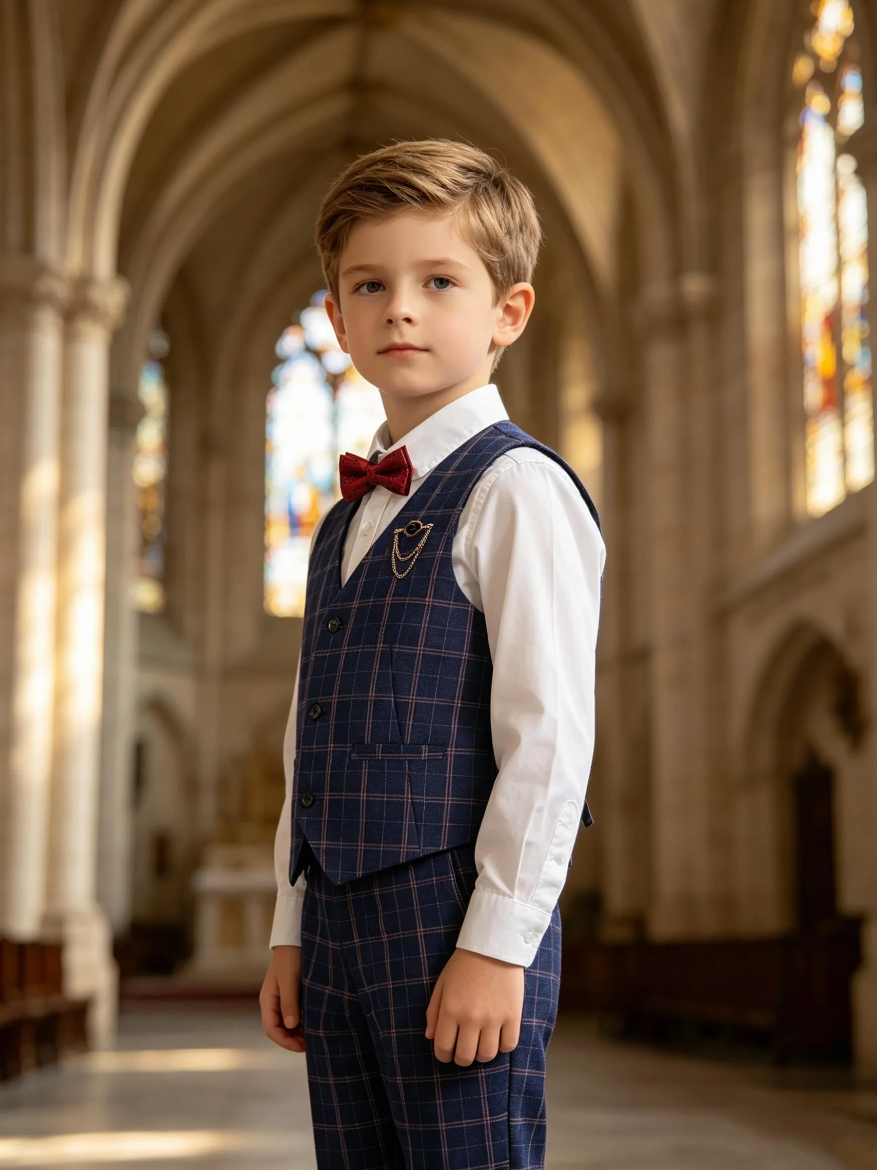 LOLANTA Costume Mariage pour Garçon, Tenue à Carreaux Cérémonie Enfant, Ensemble Gilet et Pantalon