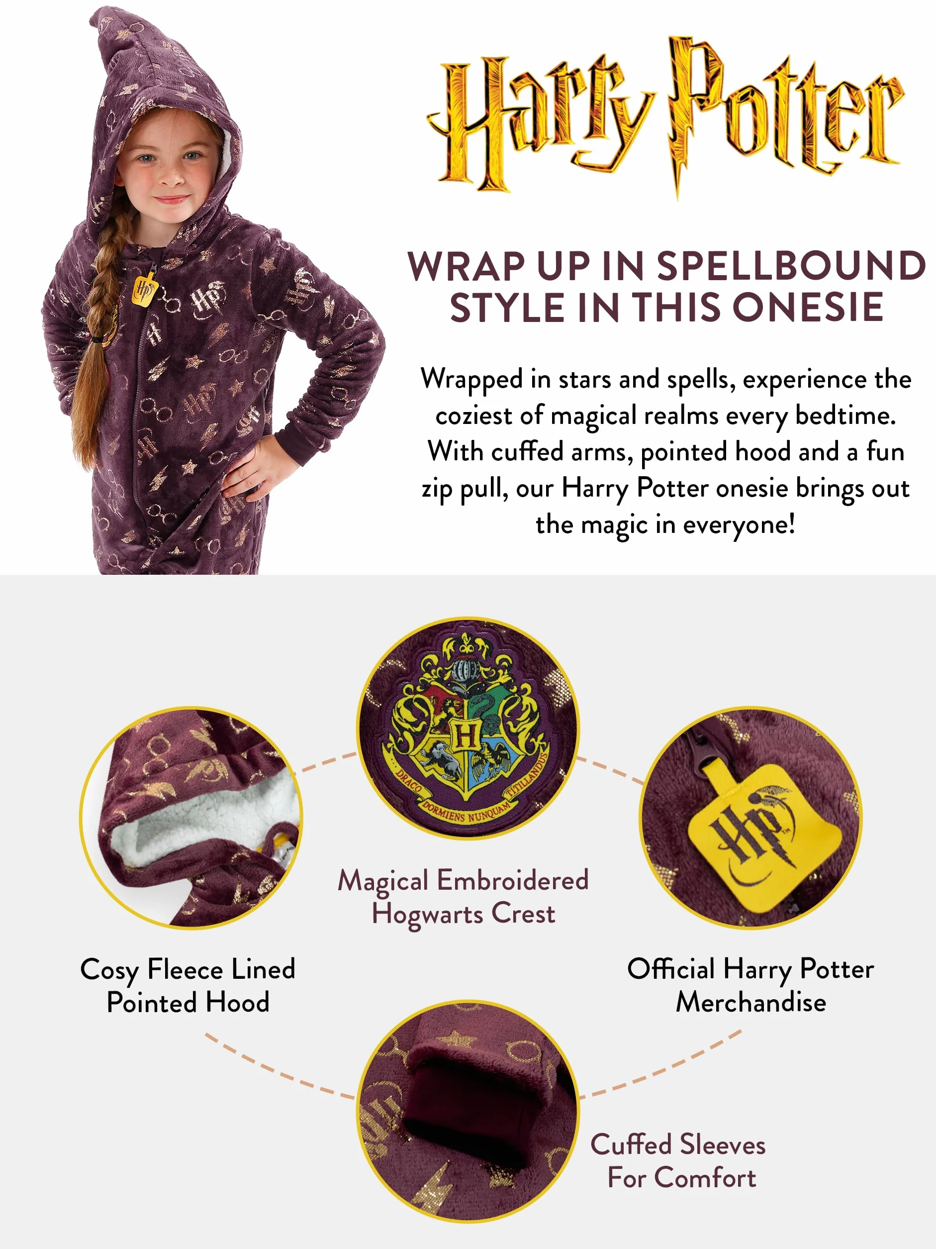 Harry Potter Combinaison pour Filles | Poudlard Filles Onesies | Pyjamas Gryffondor pour Filles | 5 à 13 Ans | Marchandise Officielle
