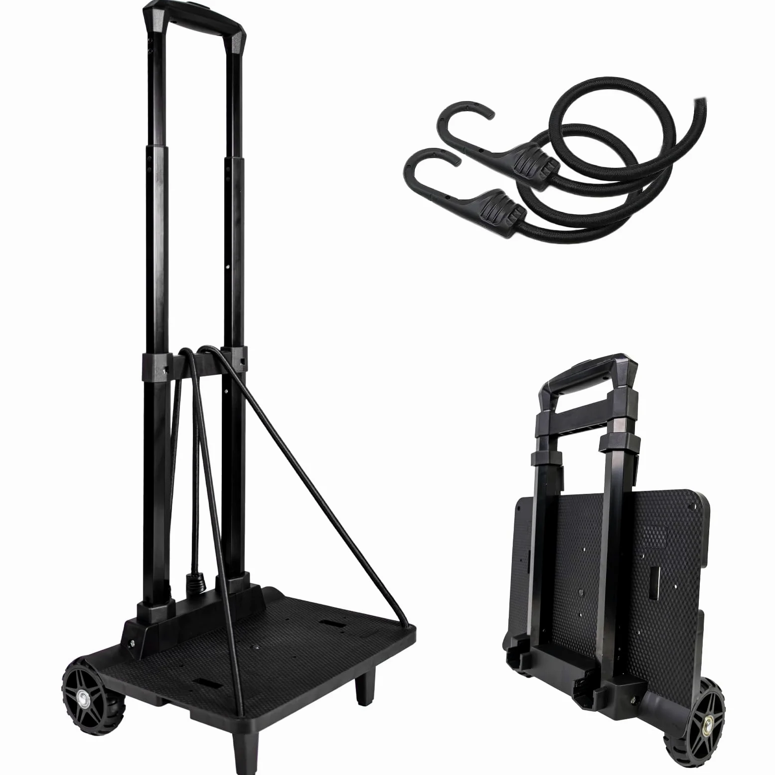 Chariot à dos avec cordes élastiques, chariot pliable en alliage d'aluminium pour bagages, ordinateurs portables, matériel de camping, sacs d'épicerie et plus encore - Diable léger et portable