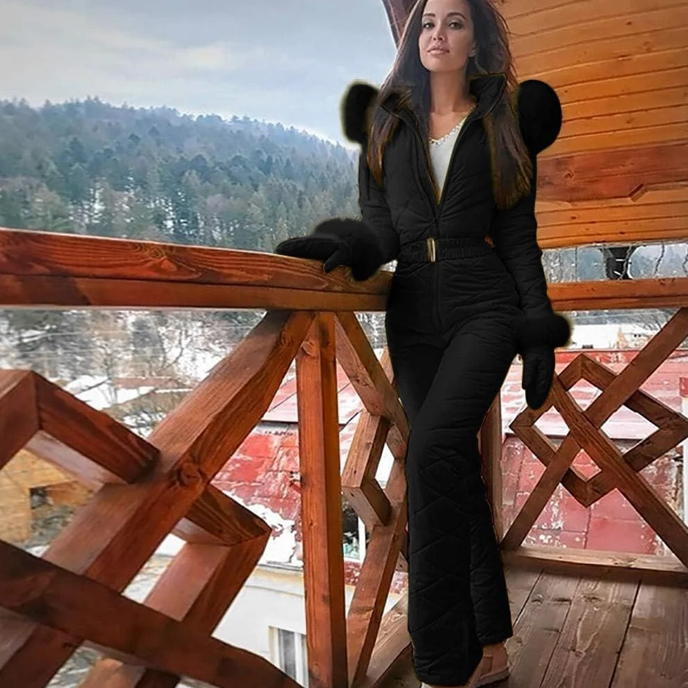 Combinaison de Ski d'hiver en Plein air pour Femme imperméable Coupe-Vent vêtements de Sport Chauds d'hiver Combinaison de Sport à la Mode Veste Polaire