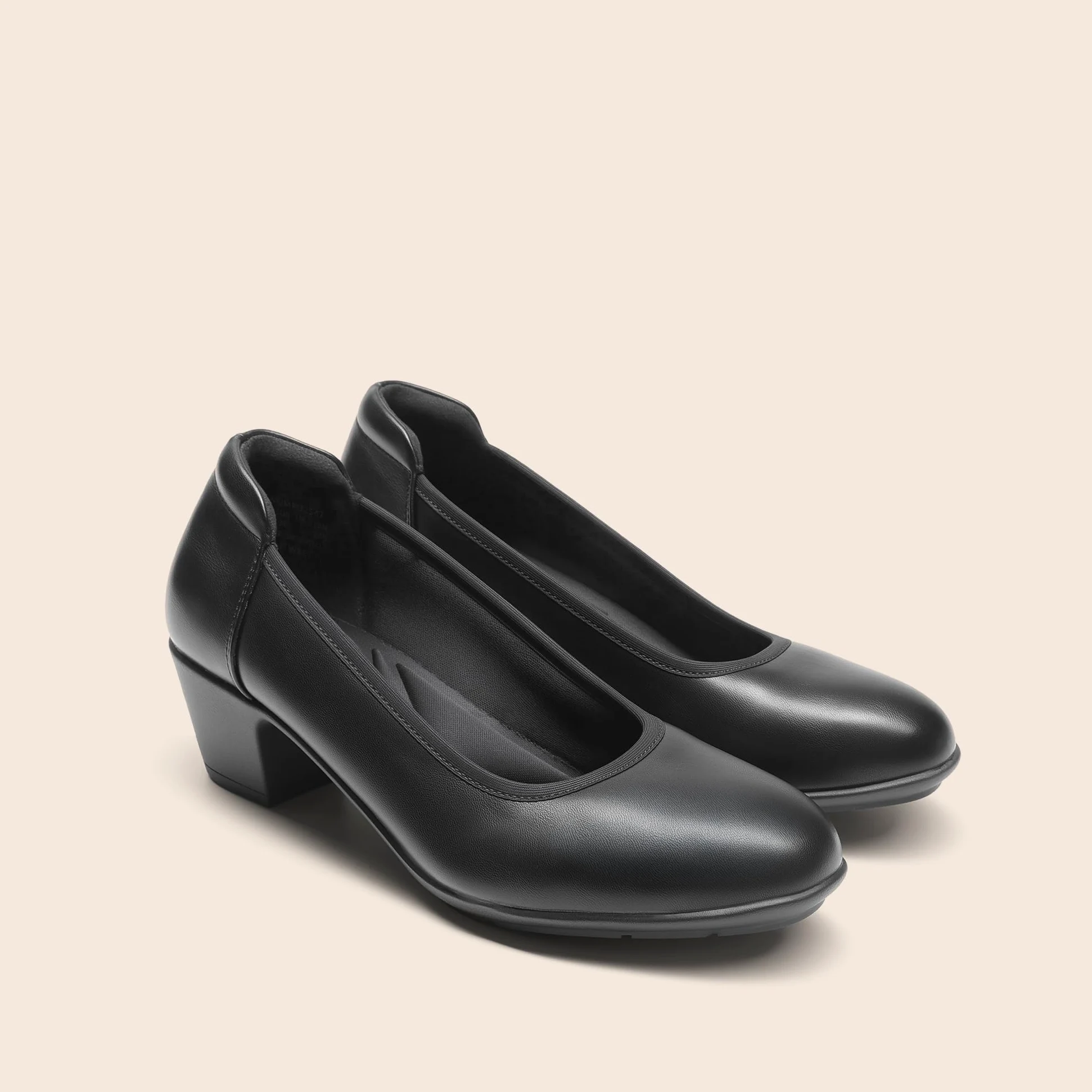 DREAM PAIRS Escarpins à talons bas et épais confortables pour femme - Bout rond - Chaussures habillées pour le bureau et les affaires, noir, 39.5 EU