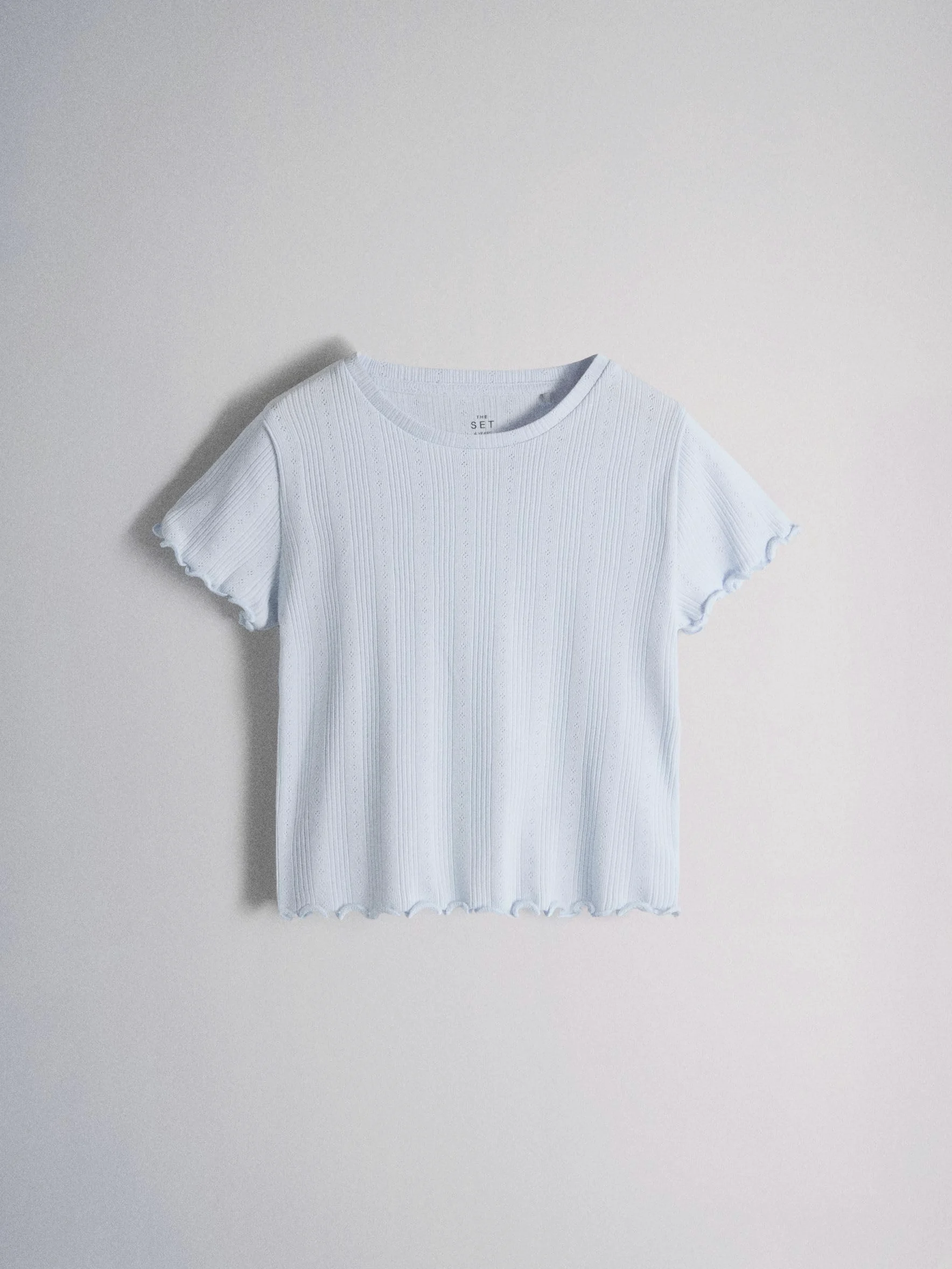 THE SET Fille Pyjama en Jersey Manches Courtes avec ajouré Pointelle, Lot de 3