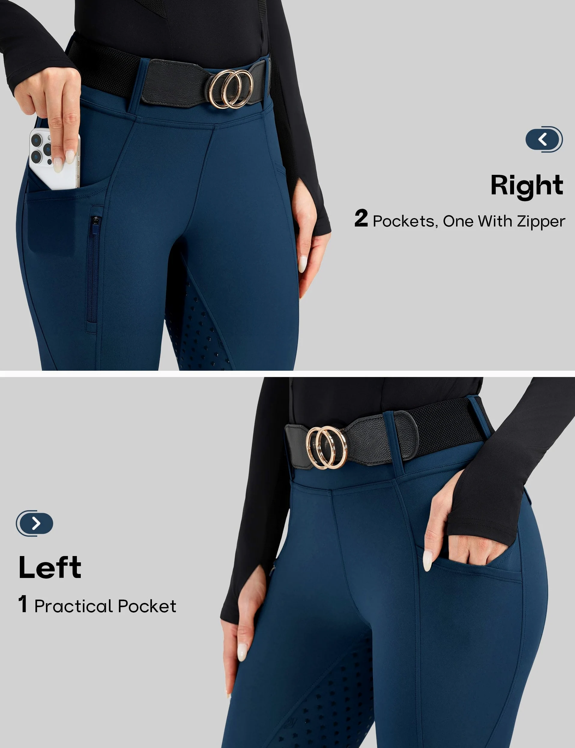 FitsT4 Sports Pantalon d'équitation pour femme - Taille haute - Avec poches