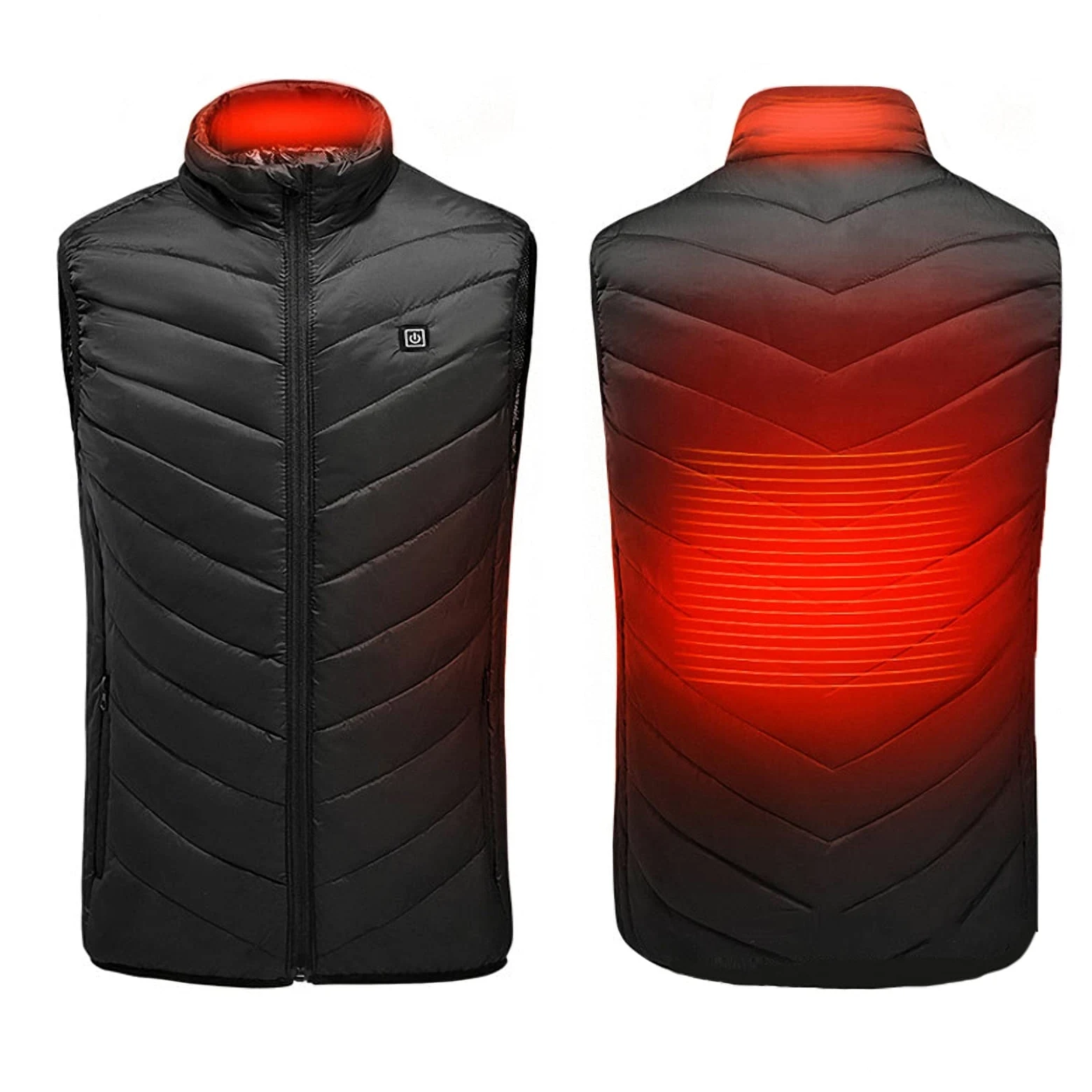Gilet chauffant grande taille S-8XL, manteau chauffant électrique à chargement USB, avec contrôle de la température à trois vitesses et lavable en machine