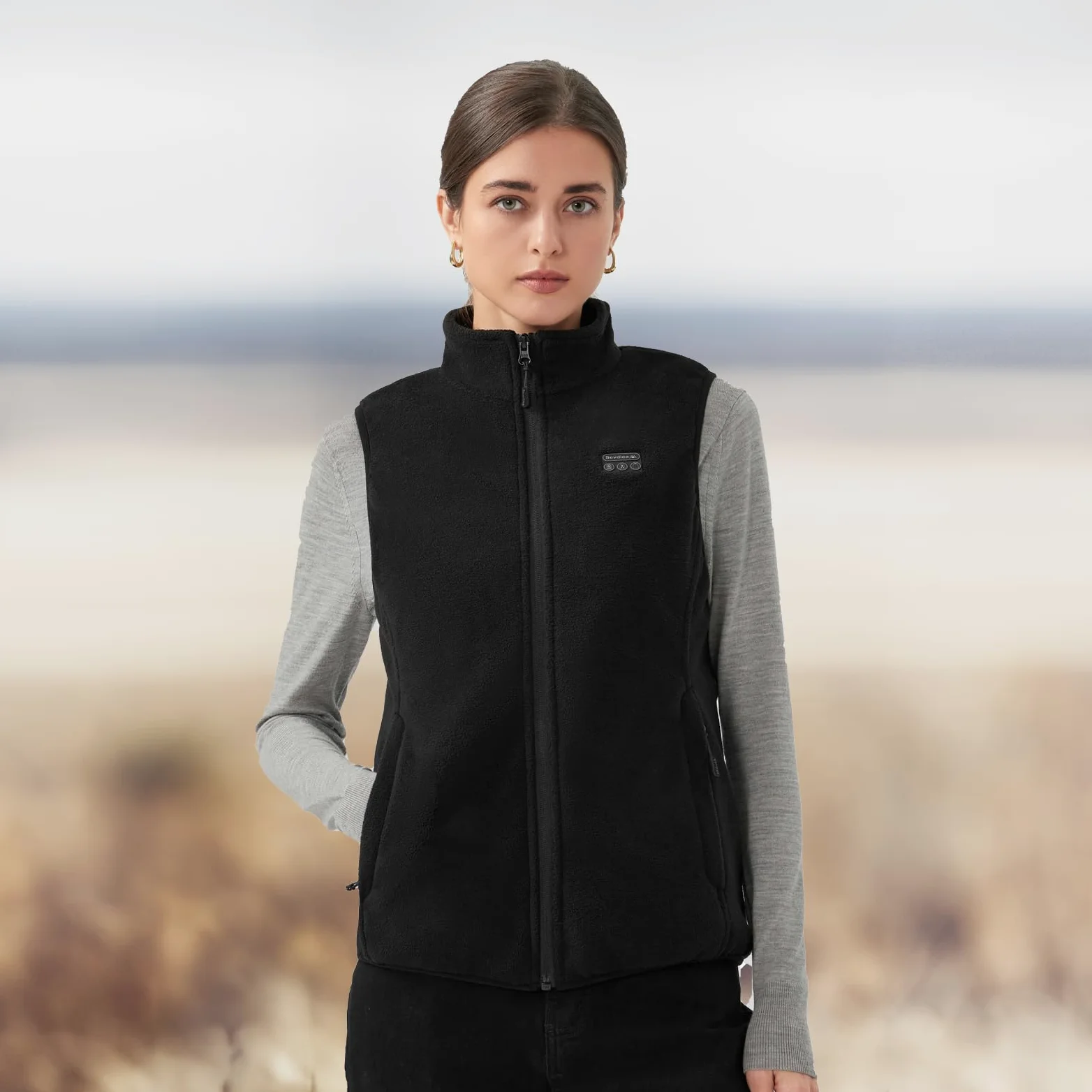 Gilet Chauffant Femme avec Batterie Incluse de 16000mAh 7.4V, Gilets Chauffant Polaire avec 9 Zones Chauffantes pour Hiver, Gilet Chauffants pour Sports en Plein Air-M