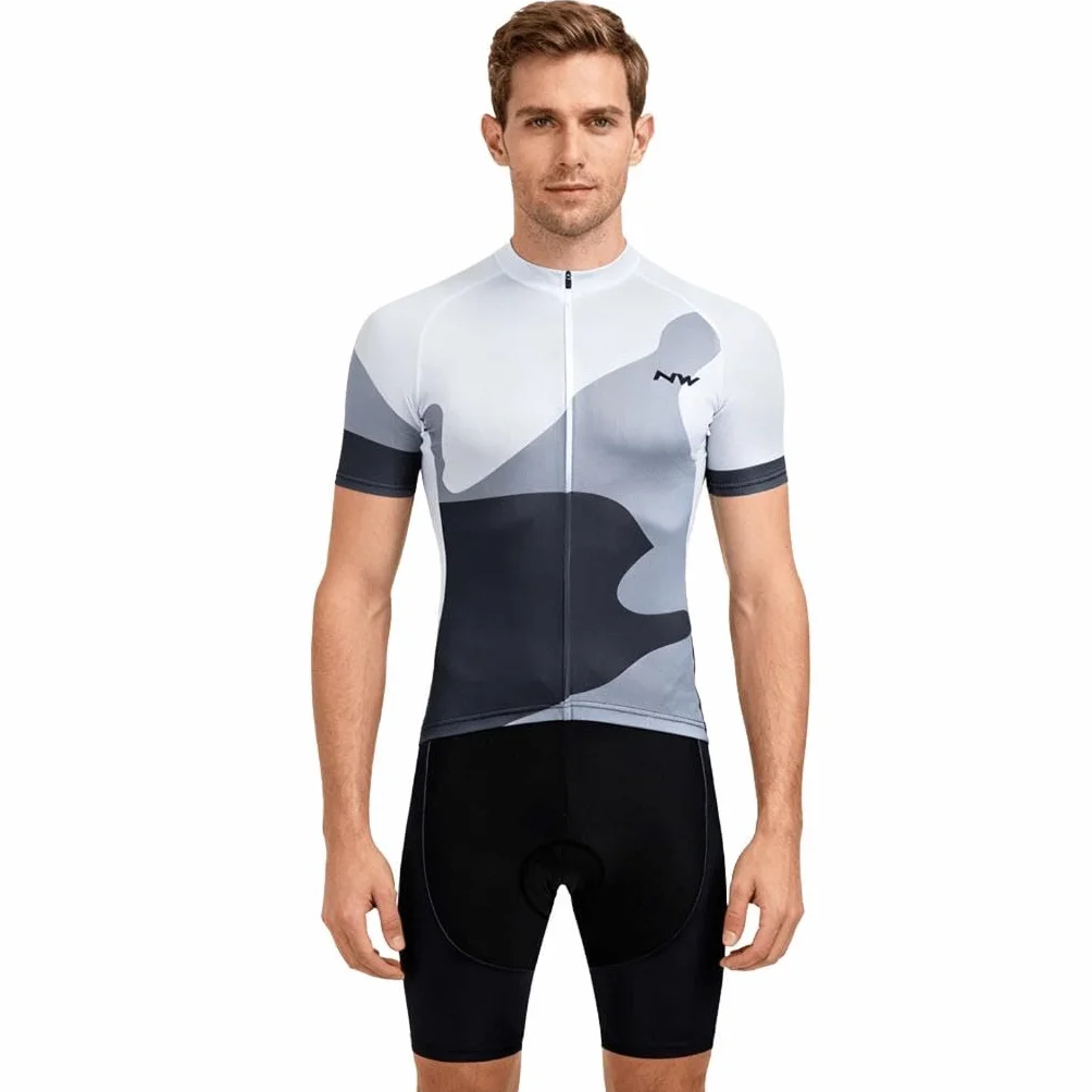 Moxilyn Ensemble maillot de cyclisme à manches courtes pour homme - Maillot de cyclisme à manches courtes + pantalon de cyclisme avec gel 9D - Veste et pantalon de cyclisme en gaze d'origine
