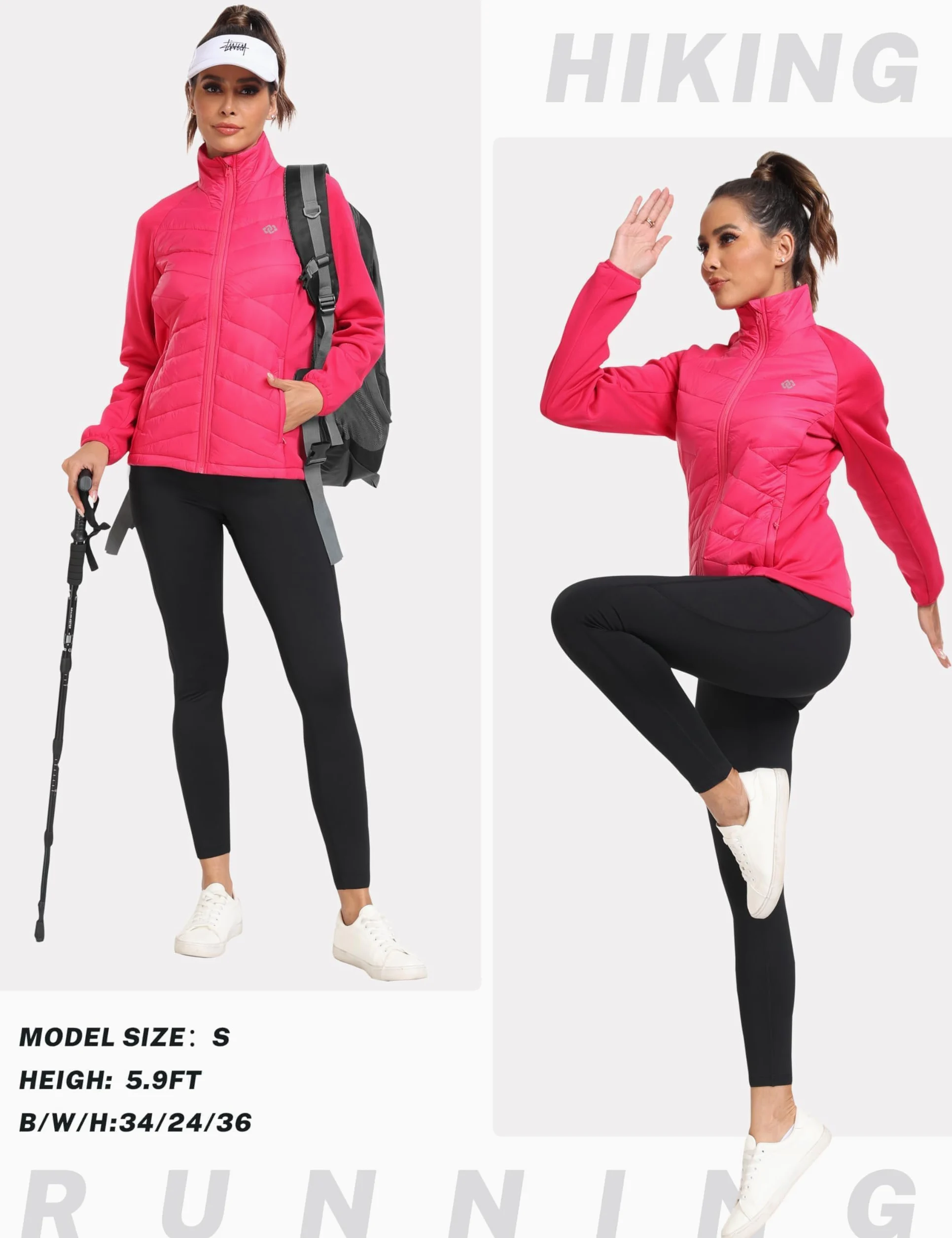 MoFiz Doudoune Femme Legere Veste Matelassée Blouson Veste Polaire Femme Chaude de Sport Randonnée avec Zip